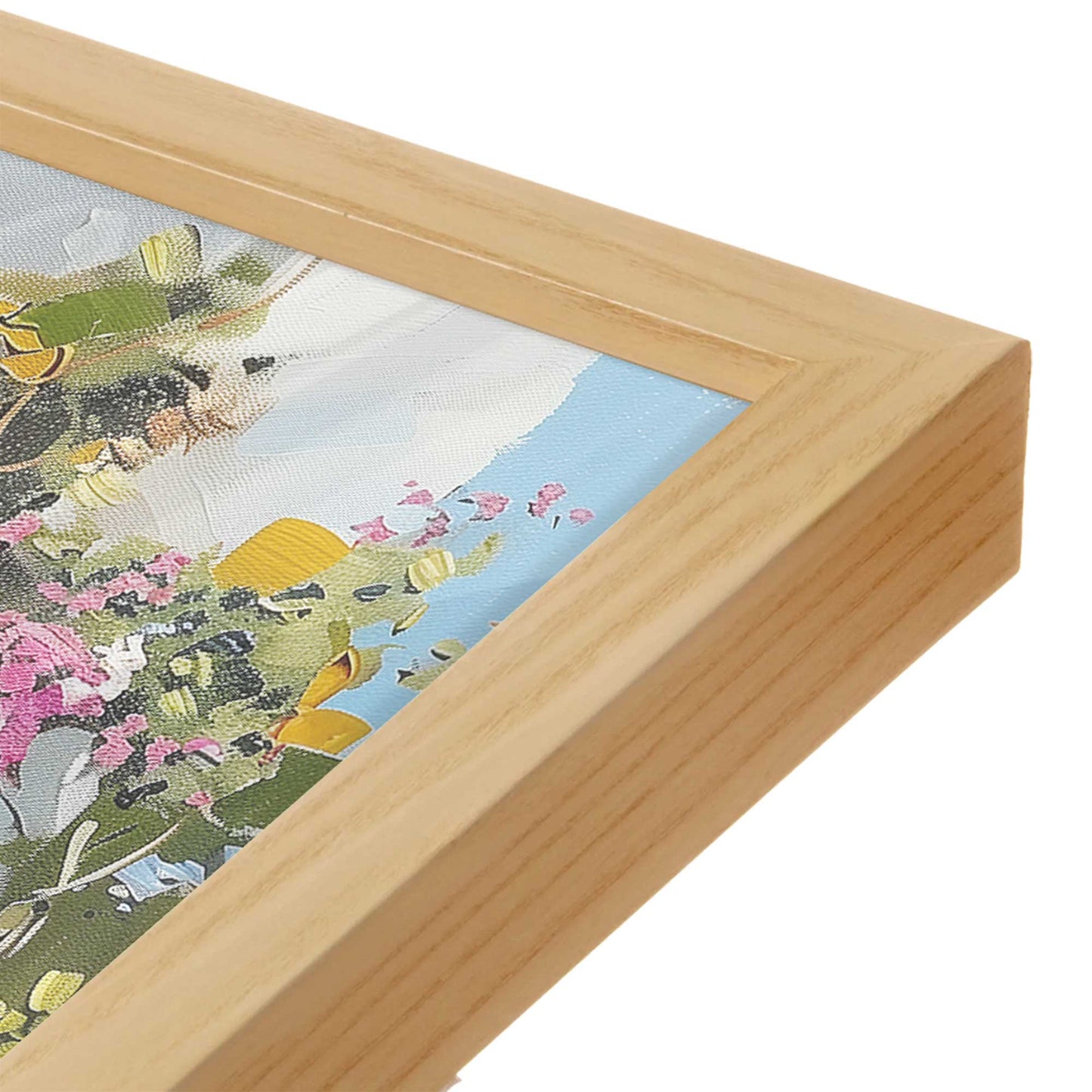 [Color:American Maple], Picture of art in a American Maple frame at an angle