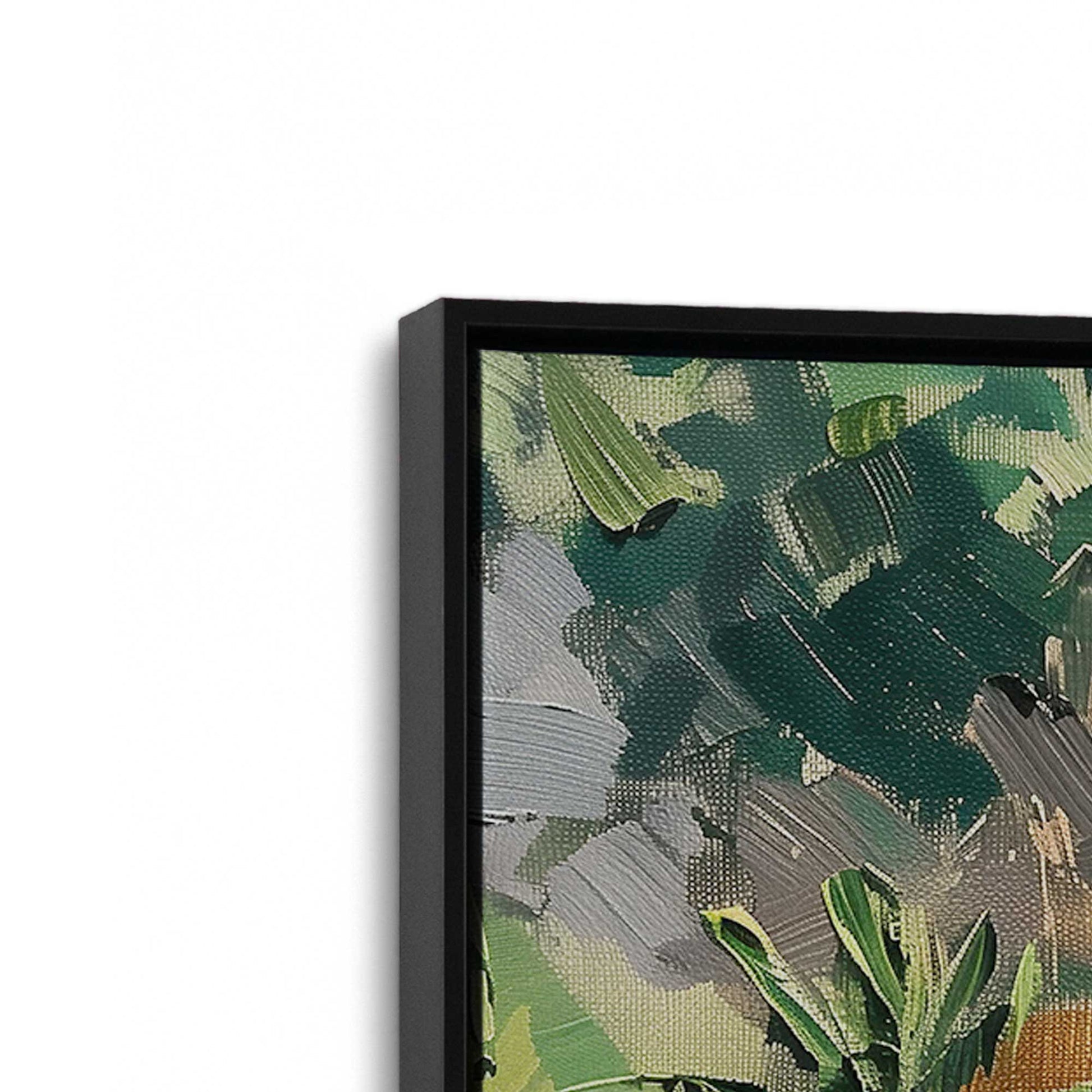 [Color:Satin Black], Picture of art in a Satin Black frame at an angle