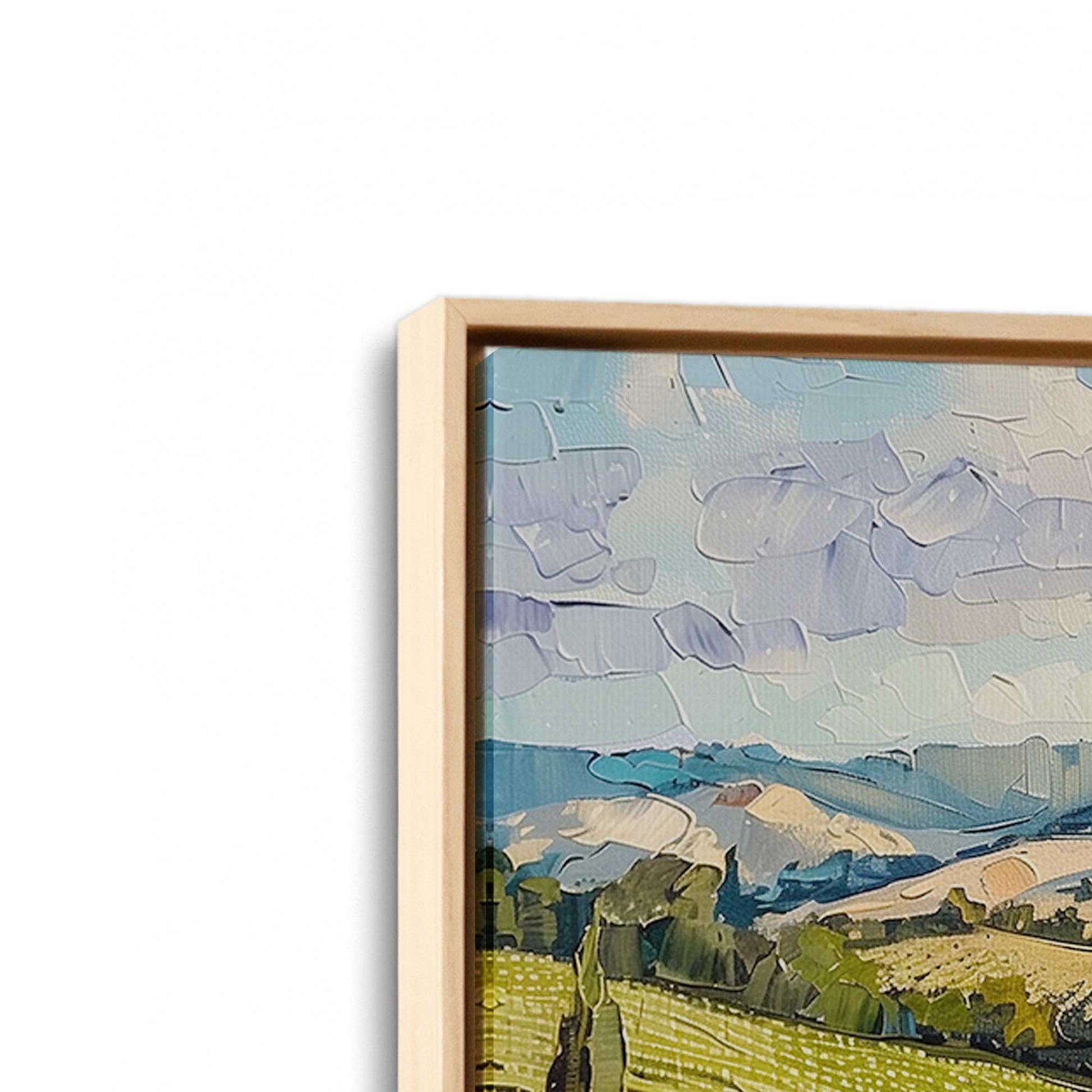 [Color:American Maple], Picture of art in a American Maple frame at an angle