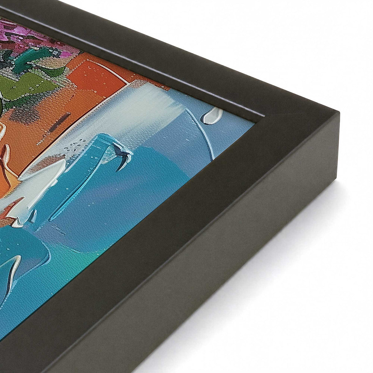 [Color:Satin Black], Picture of art in a Satin Black frame at an angle