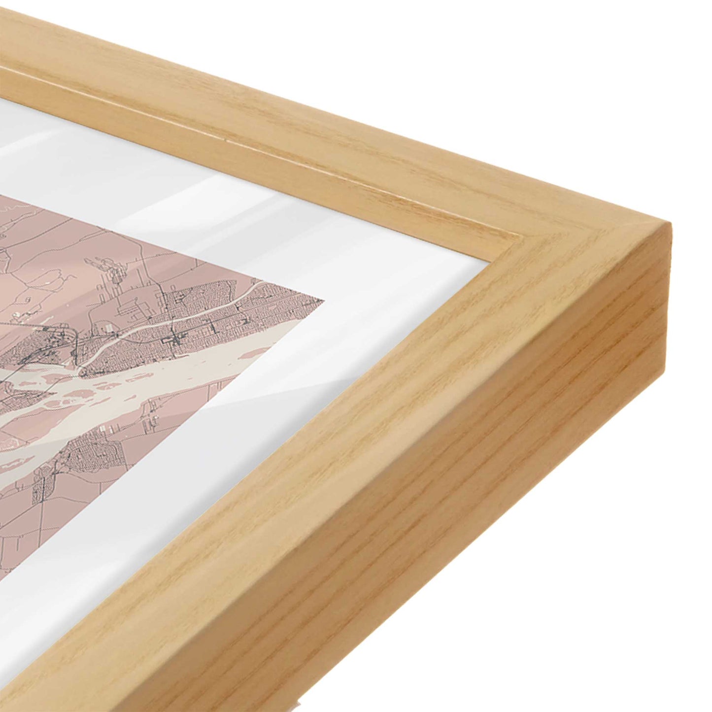 [Color:American Maple], Picture of art in a American Maple frame at an angle