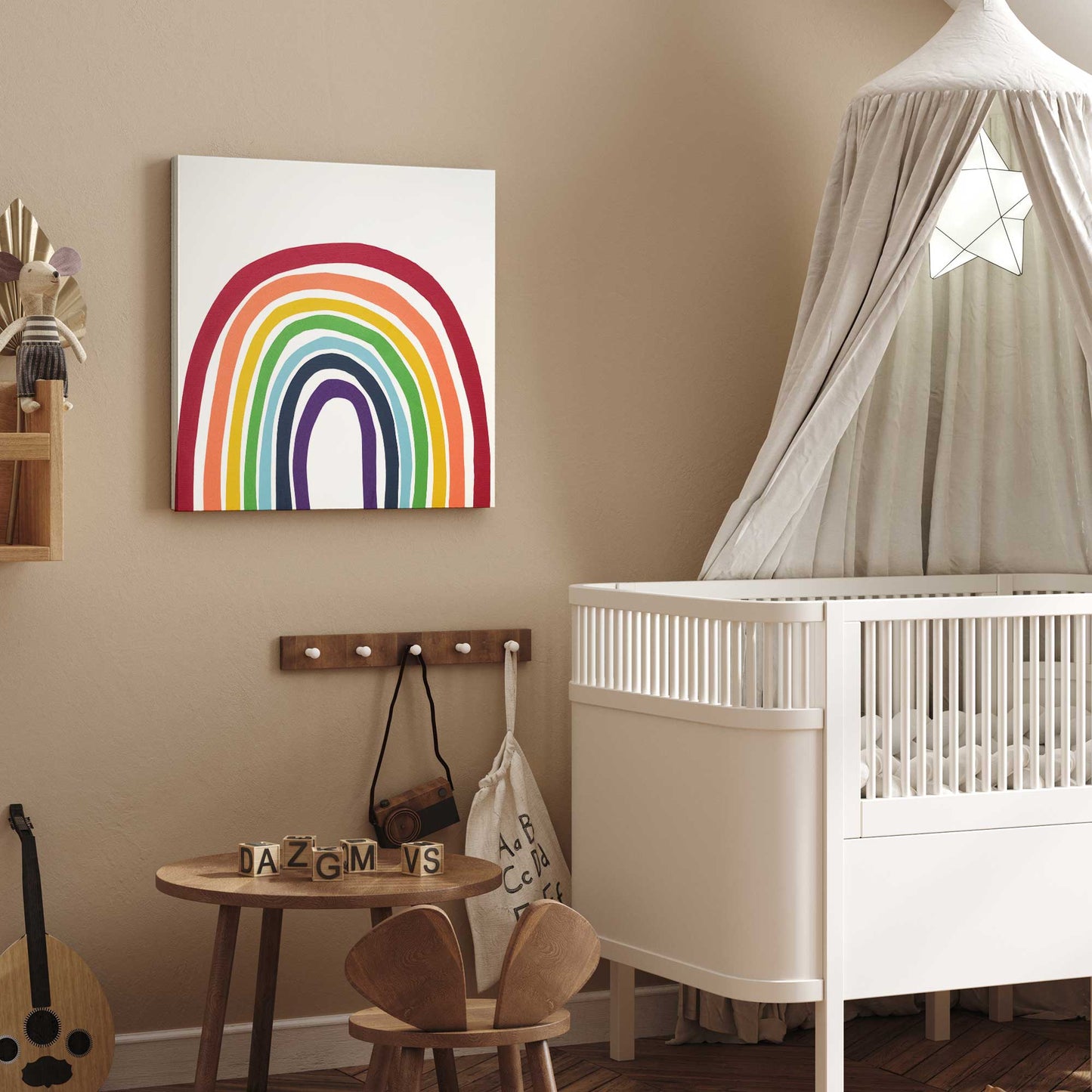 [color:Stretched Canvas],[shape:square], Picture of art on wall