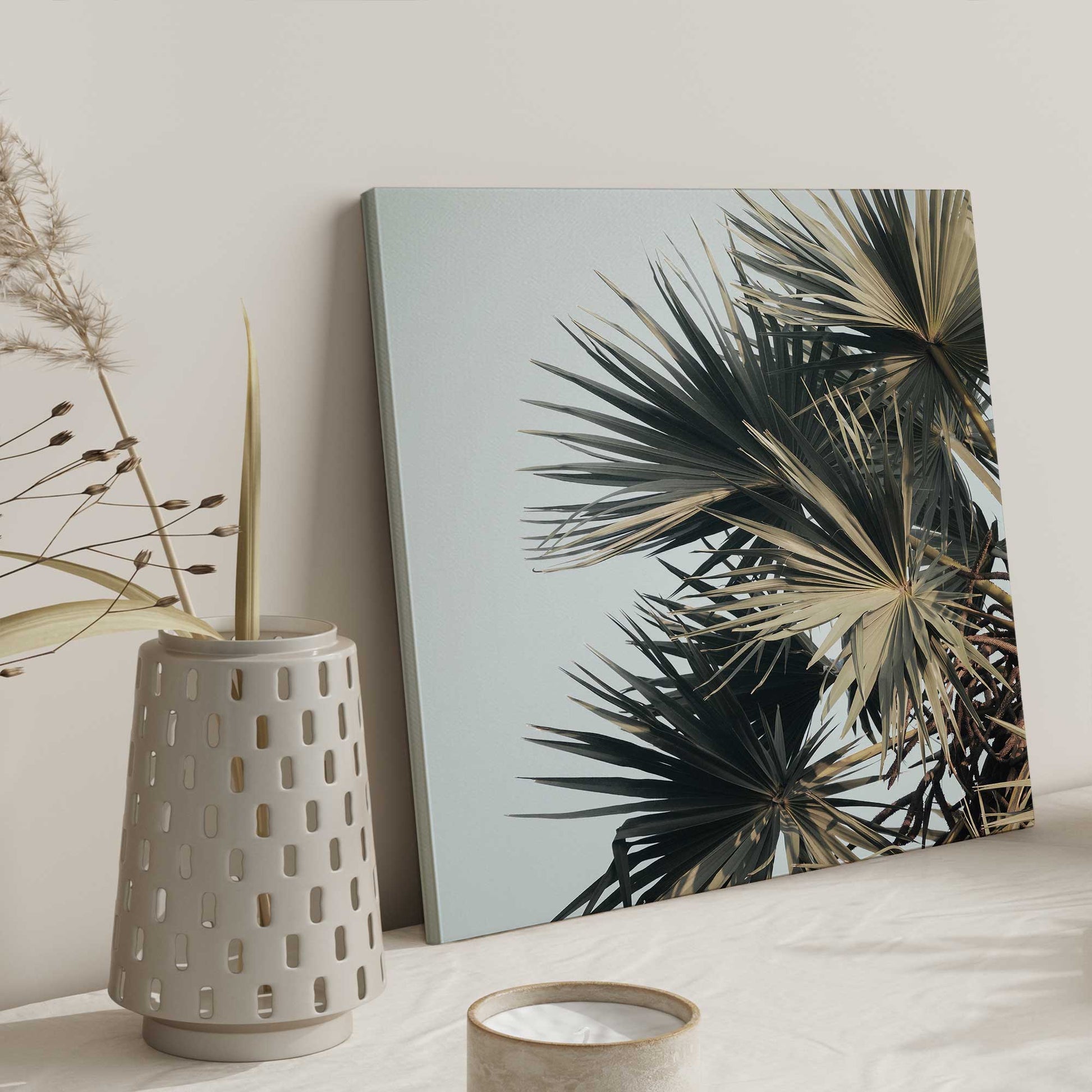 [color:Stretched Canvas],[shape:square], Picture of art on wall