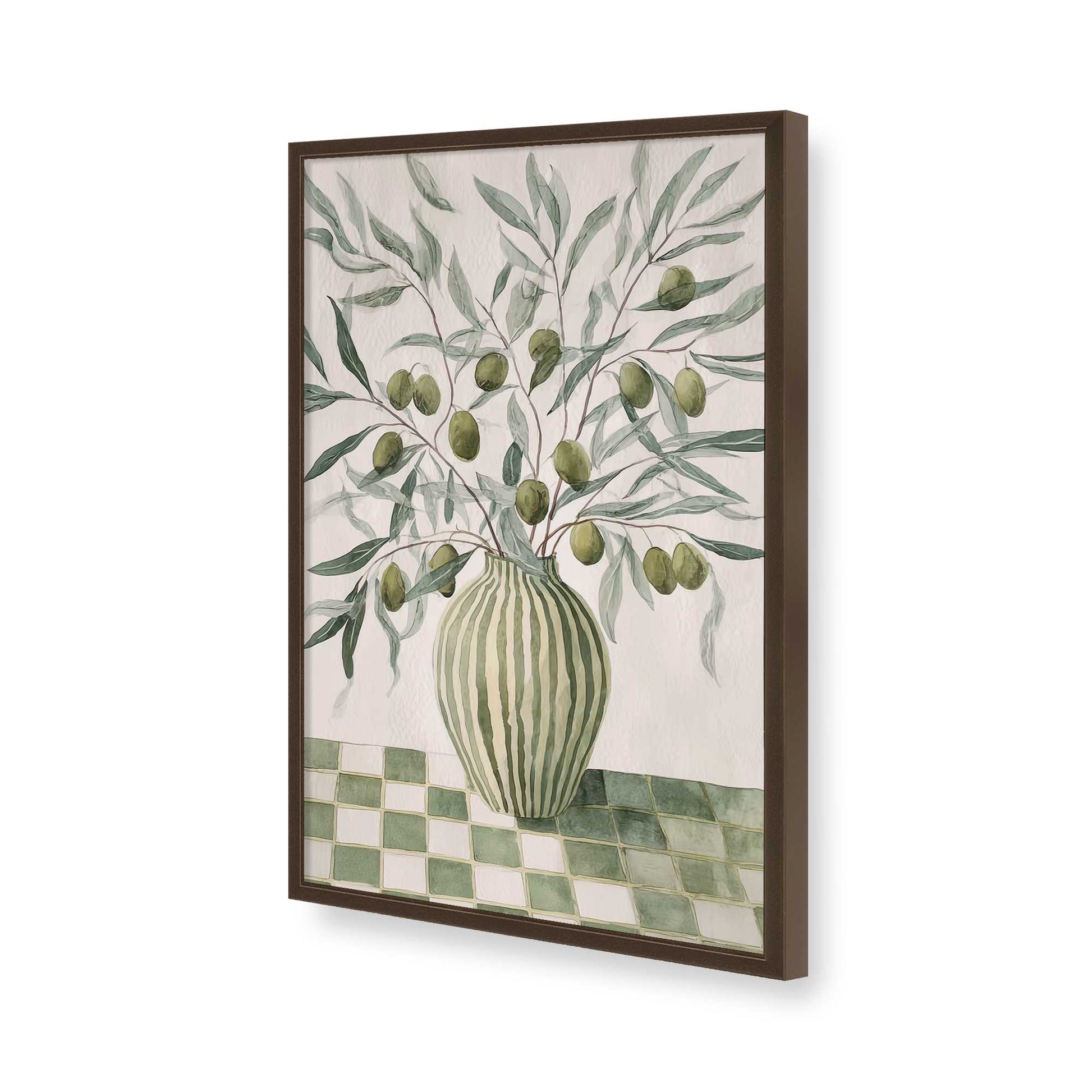 [Color:Brown], Picture of art in a Brown frame of the corner