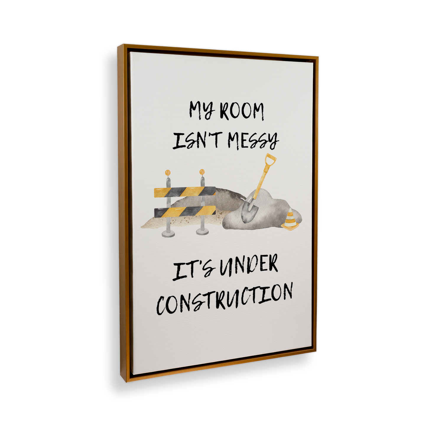 [color:Polished Gold], Picture of art in a black frame at angle