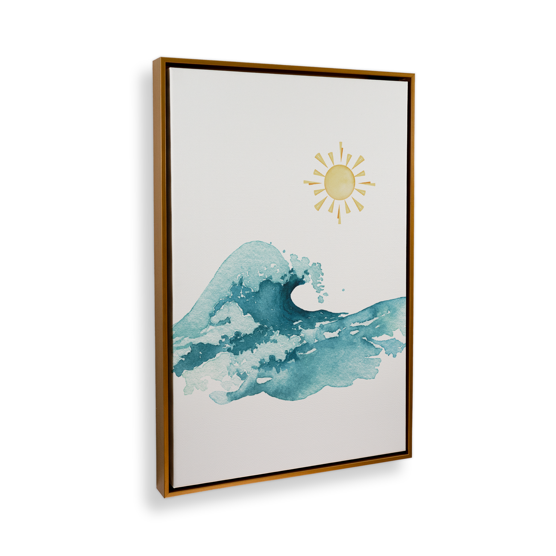 [color:Polished Gold], Picture of art in a black frame at angle