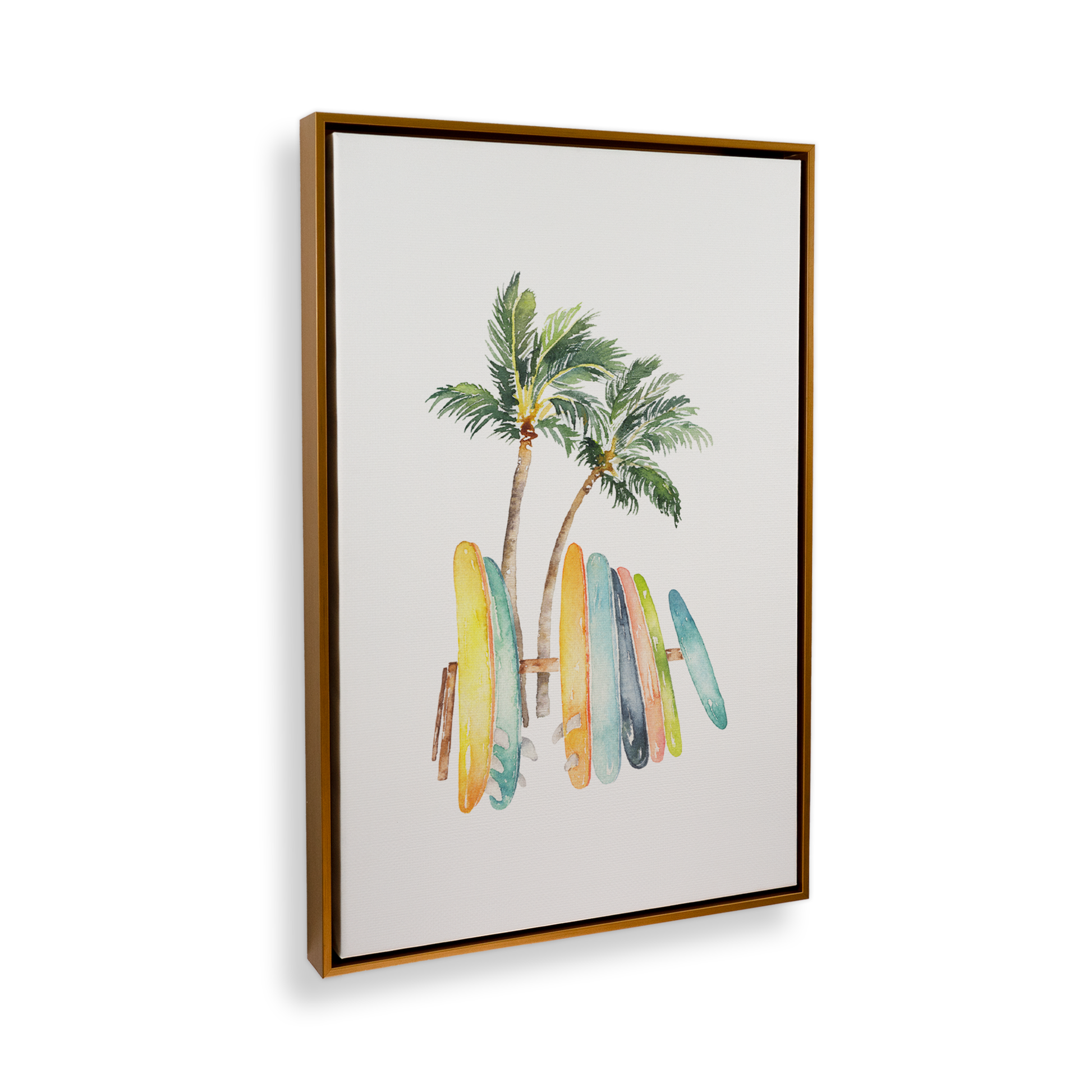 [color:Polished Gold], Picture of art in a black frame at angle