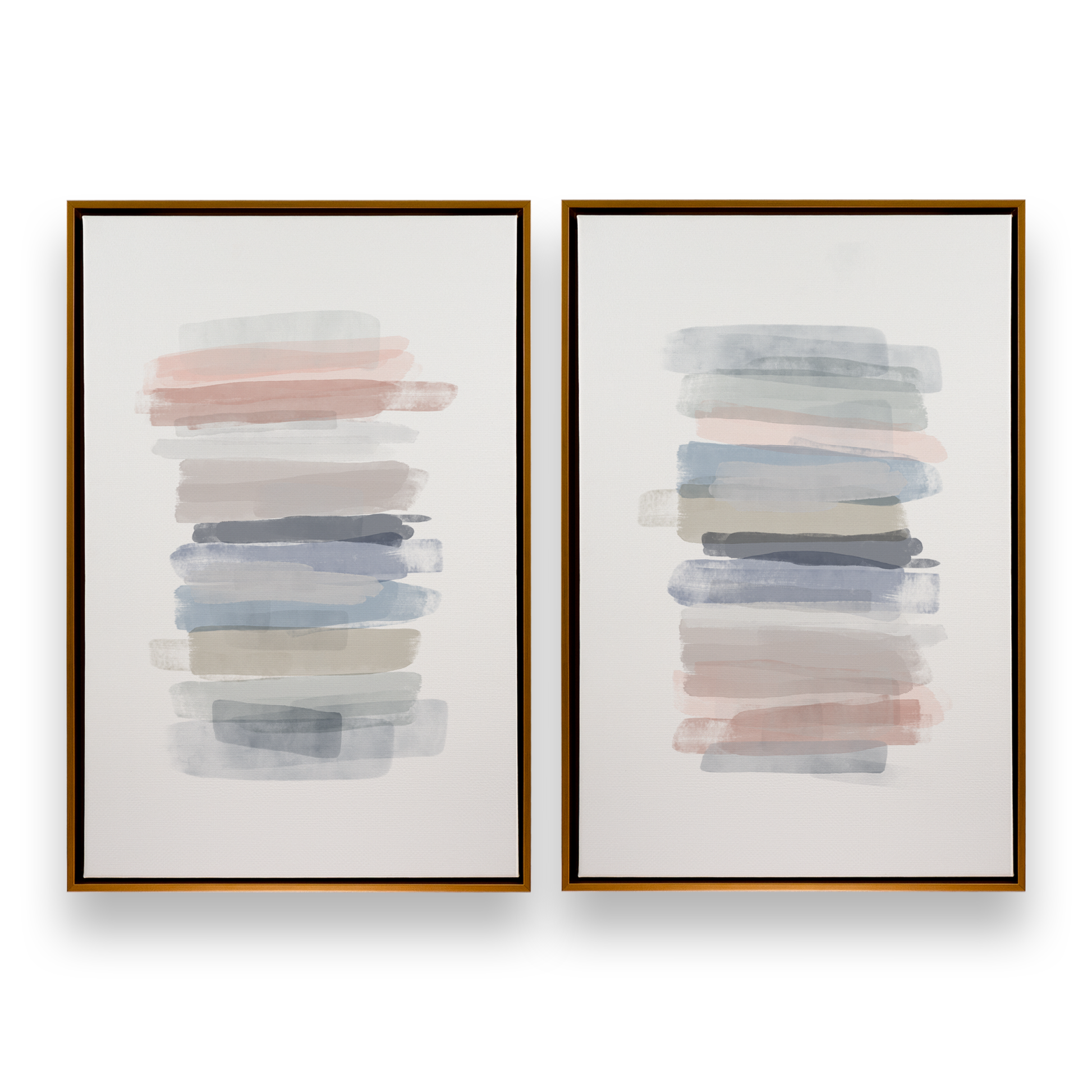 [color:Polished Gold], Picture of set of 2 prints in a black frame