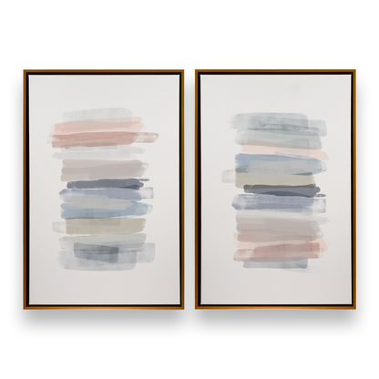 [color:Polished Gold], Picture of set of 2 prints in a black frame
