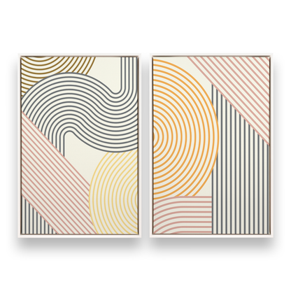 [color:Opaque White], Picture of set of 2 prints in a black frame