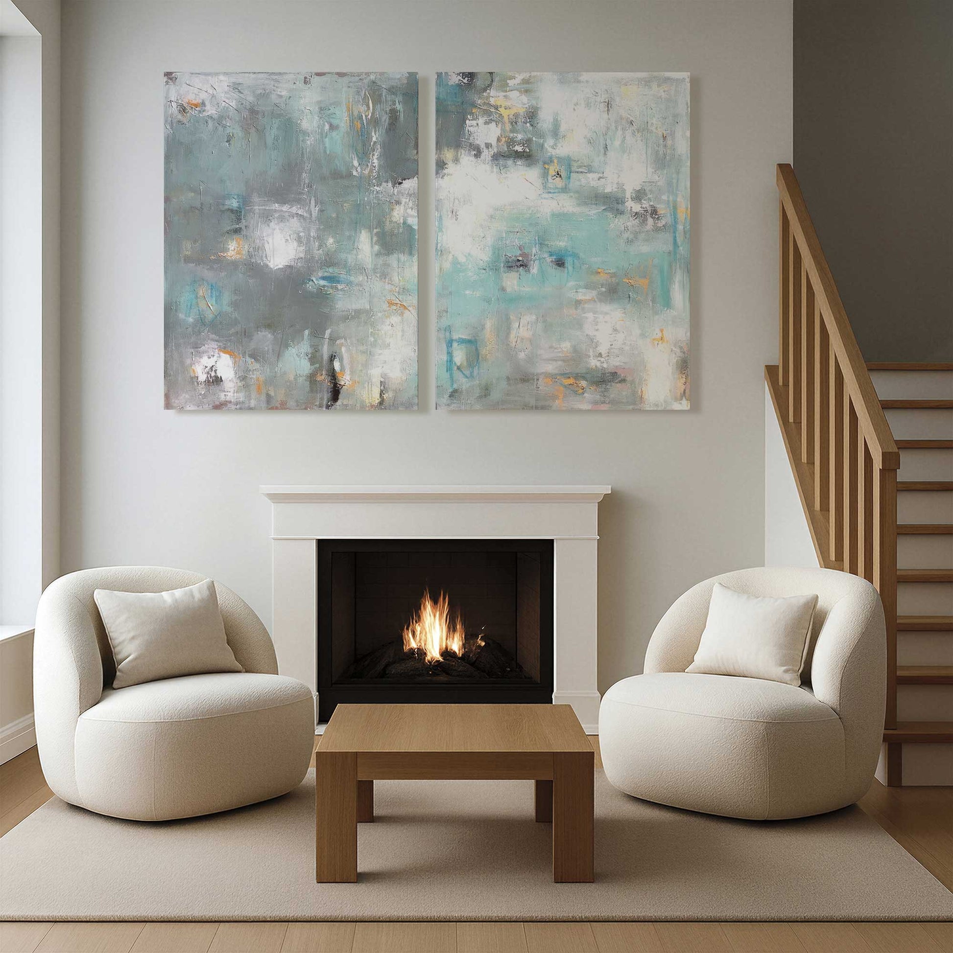 [Color:Stretched Canvas], Picture of art in a room