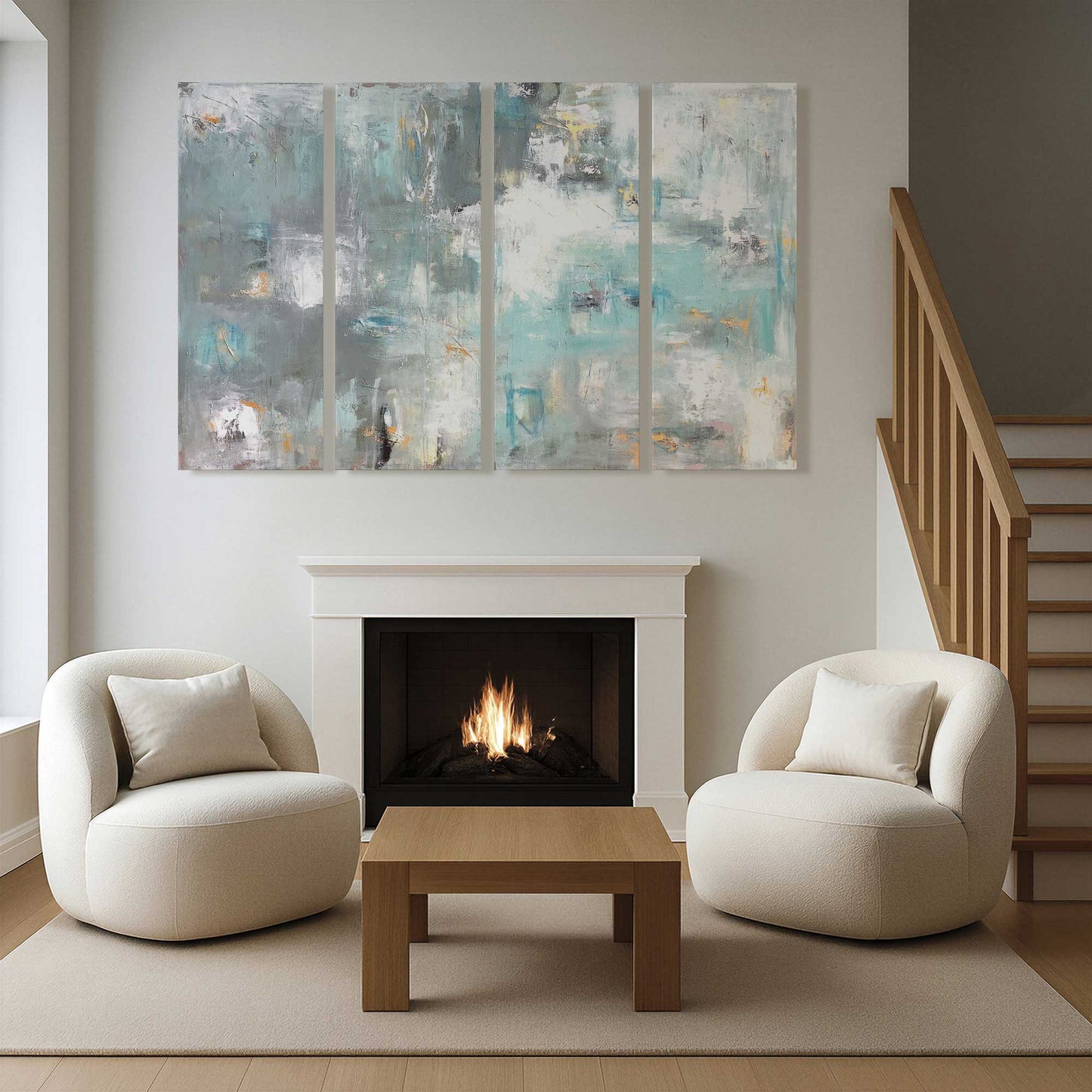 [Color:Stretched Canvas], Picture of art in a room
