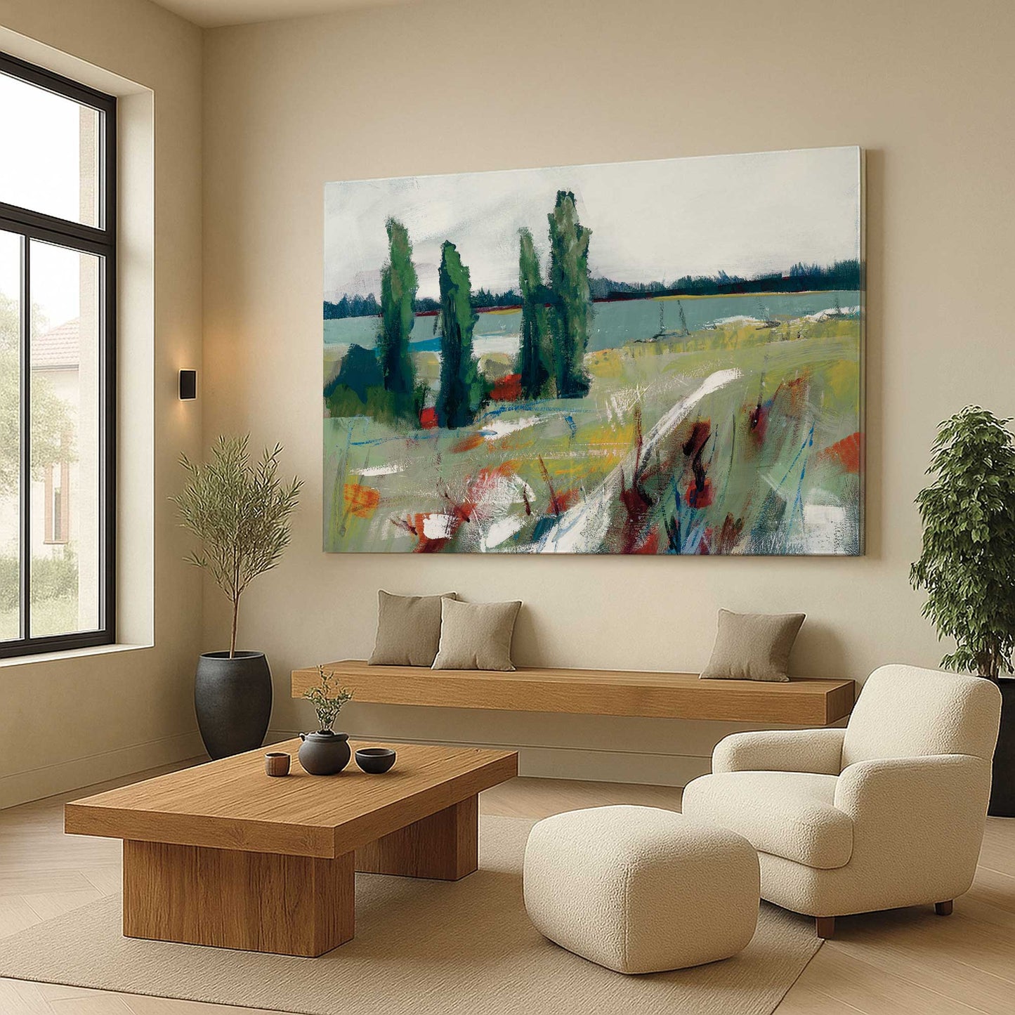 [Color:Stretched Canvas], Picture of art in a room