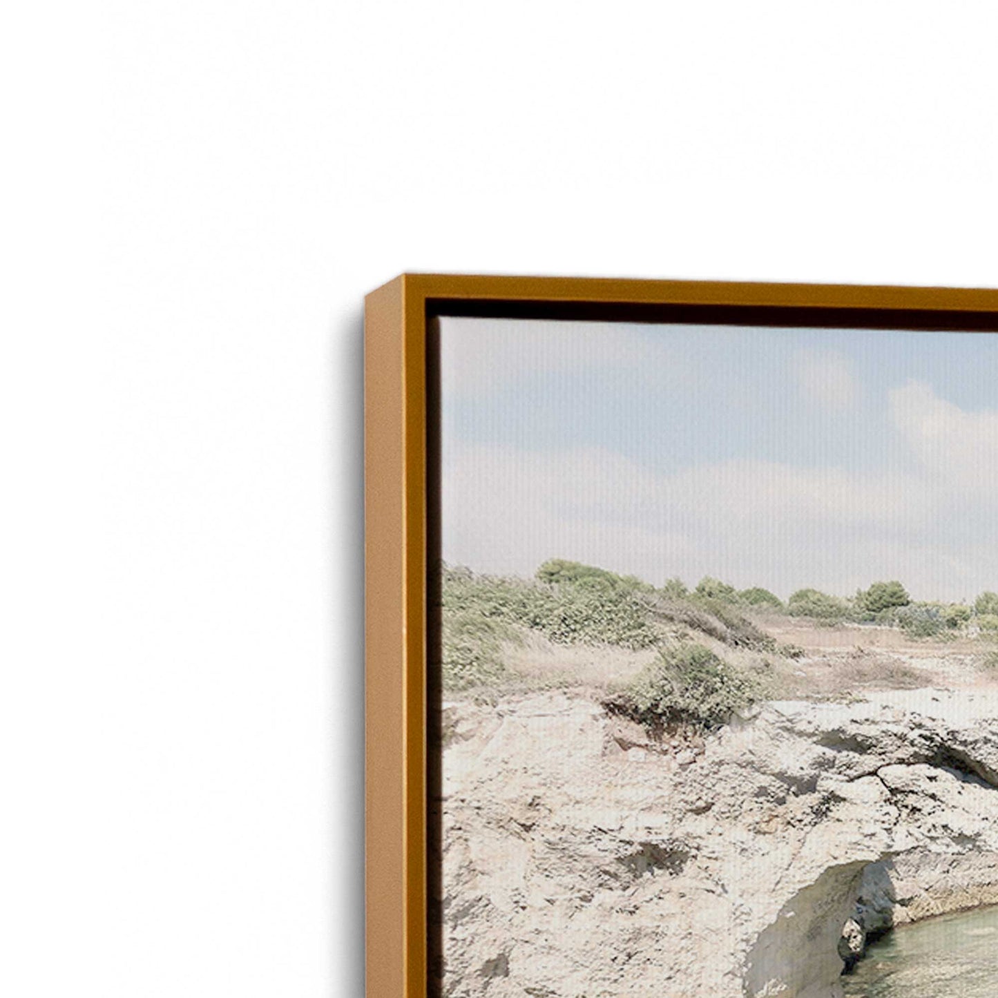 [Color:Polished Gold], Picture of art in a Polished Gold frame at an angle