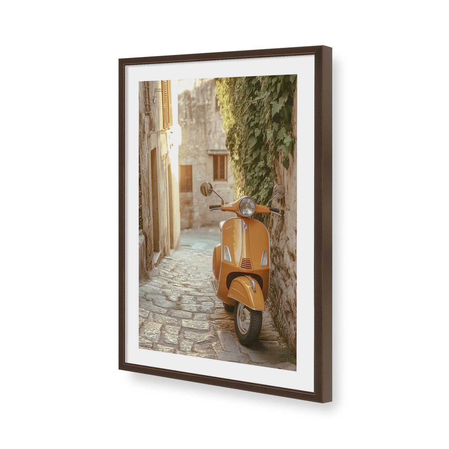 [Color:Brown], Picture of art in a Brown frame of the corner