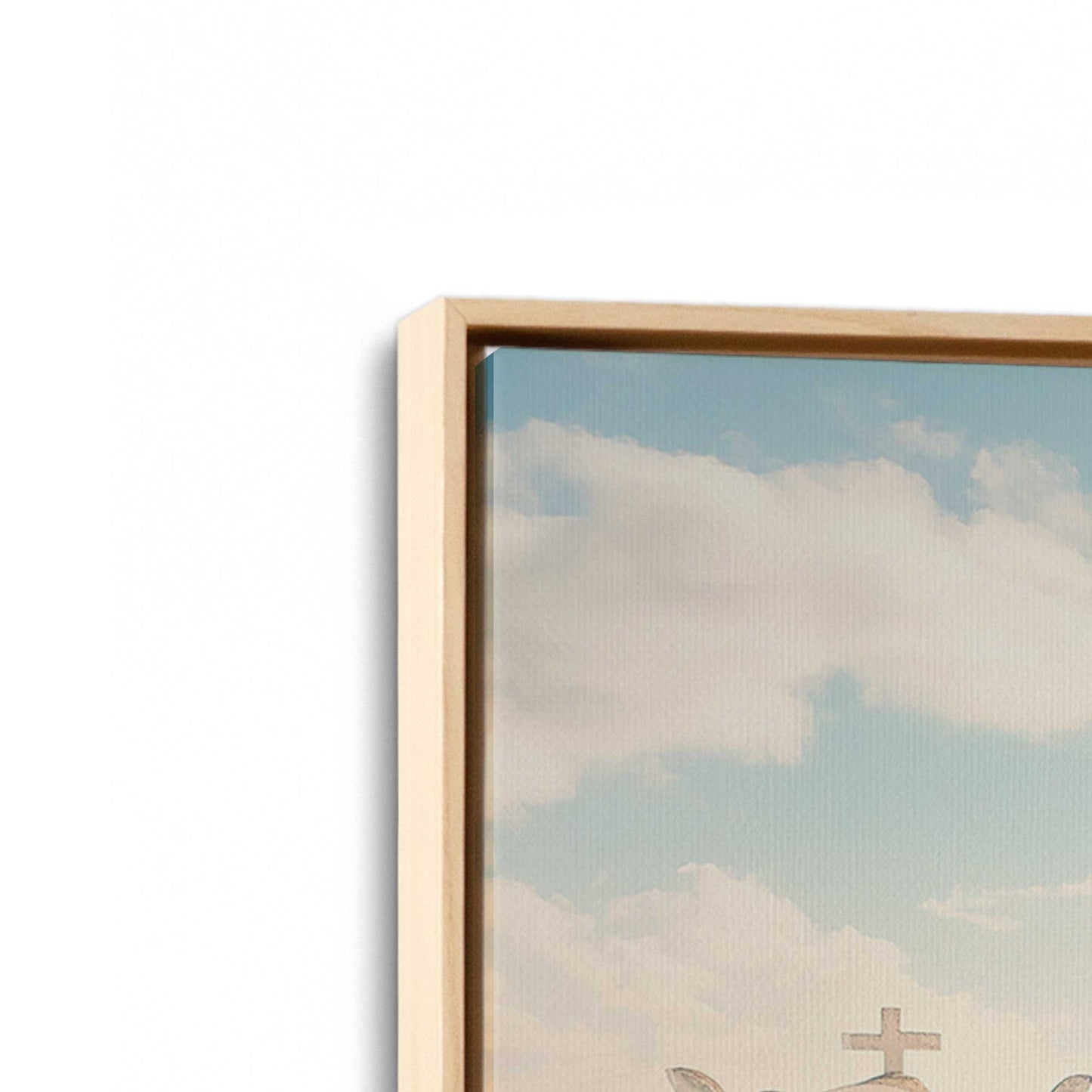 [Color:American Maple], Picture of art in a American Maple frame at an angle