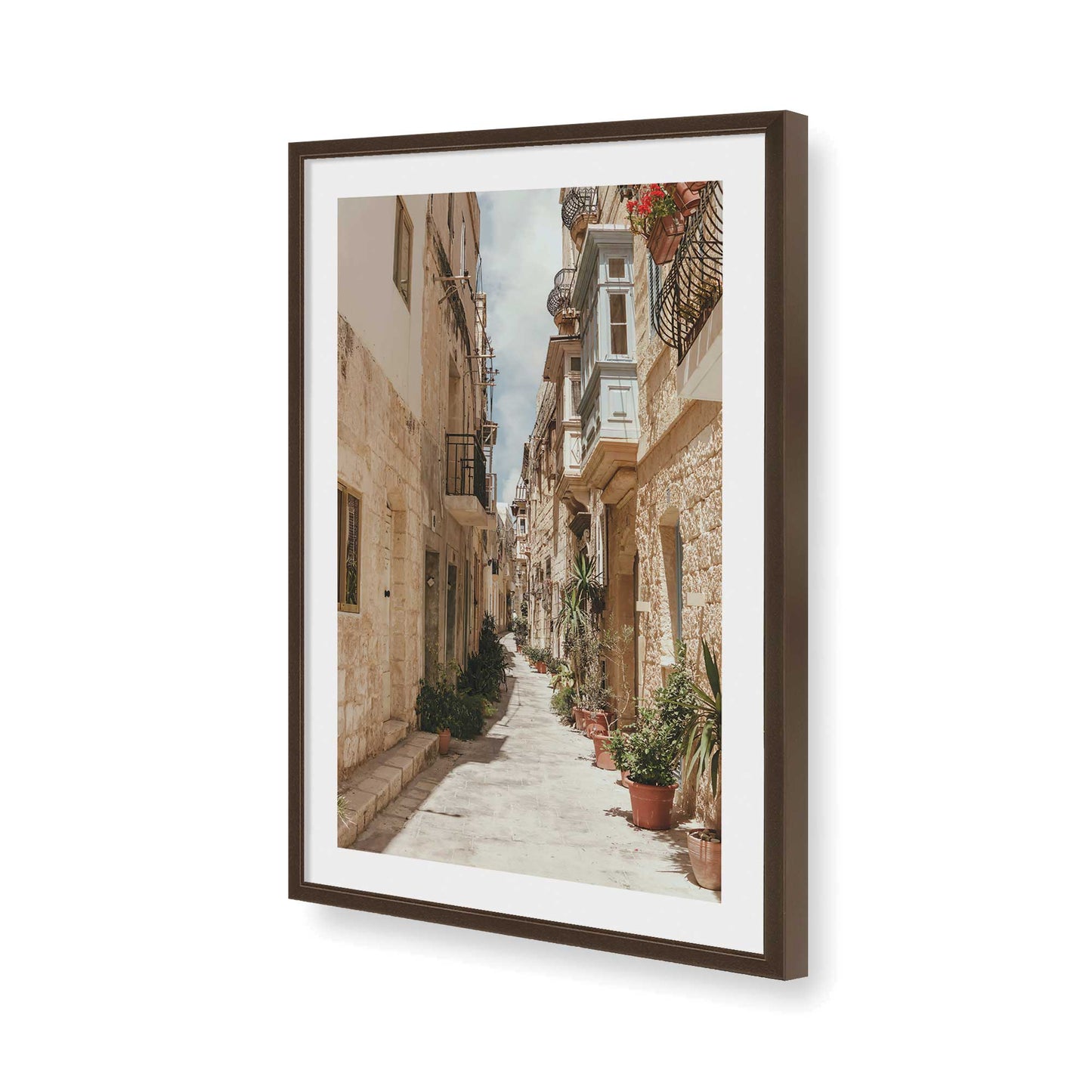 [Color:Brown], Picture of art in a Brown frame of the corner