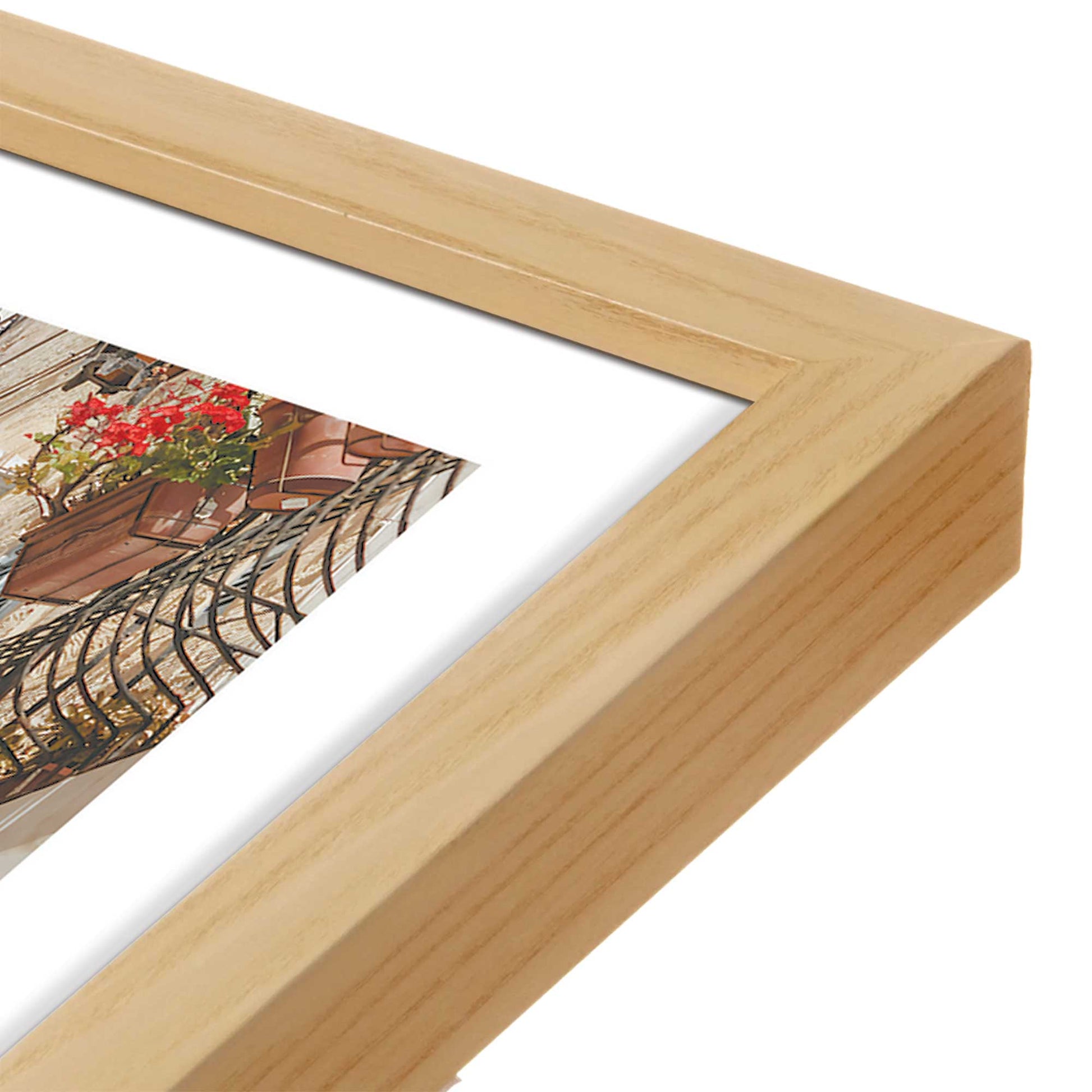 [Color:American Maple], Picture of art in a American Maple frame at an angle