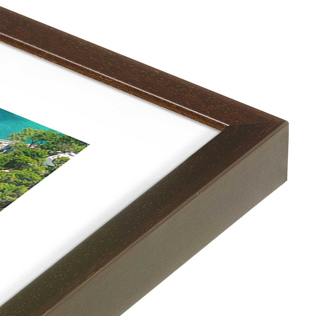 [Color:Brown], Picture of art in a Brown frame at an angle