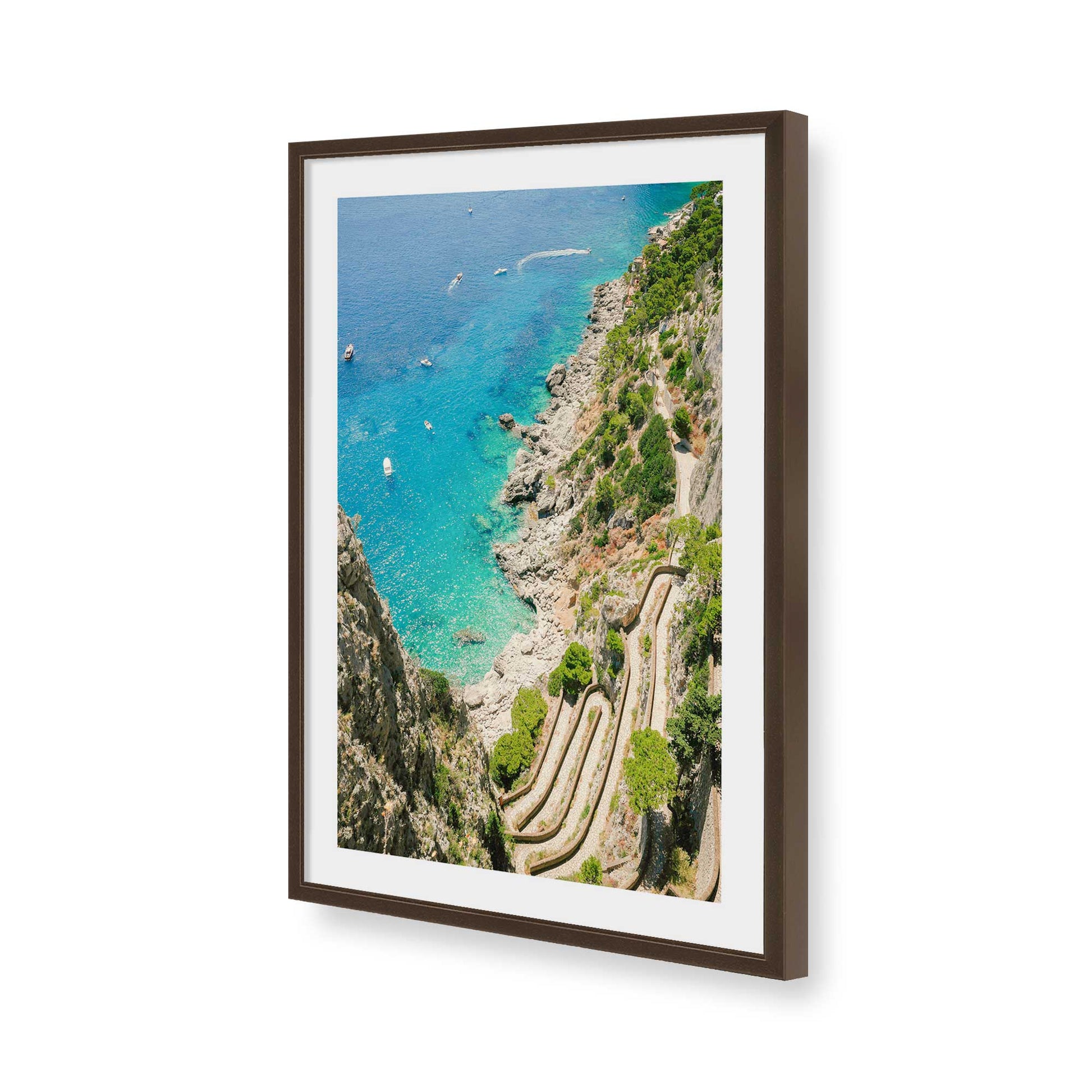 [Color:Brown], Picture of art in a Brown frame of the corner