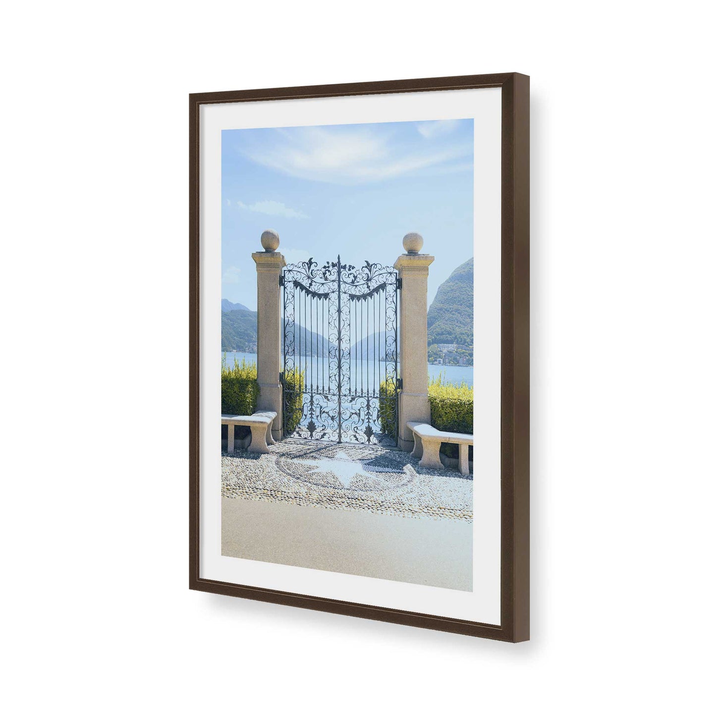 [Color:Brown], Picture of art in a Brown frame of the corner