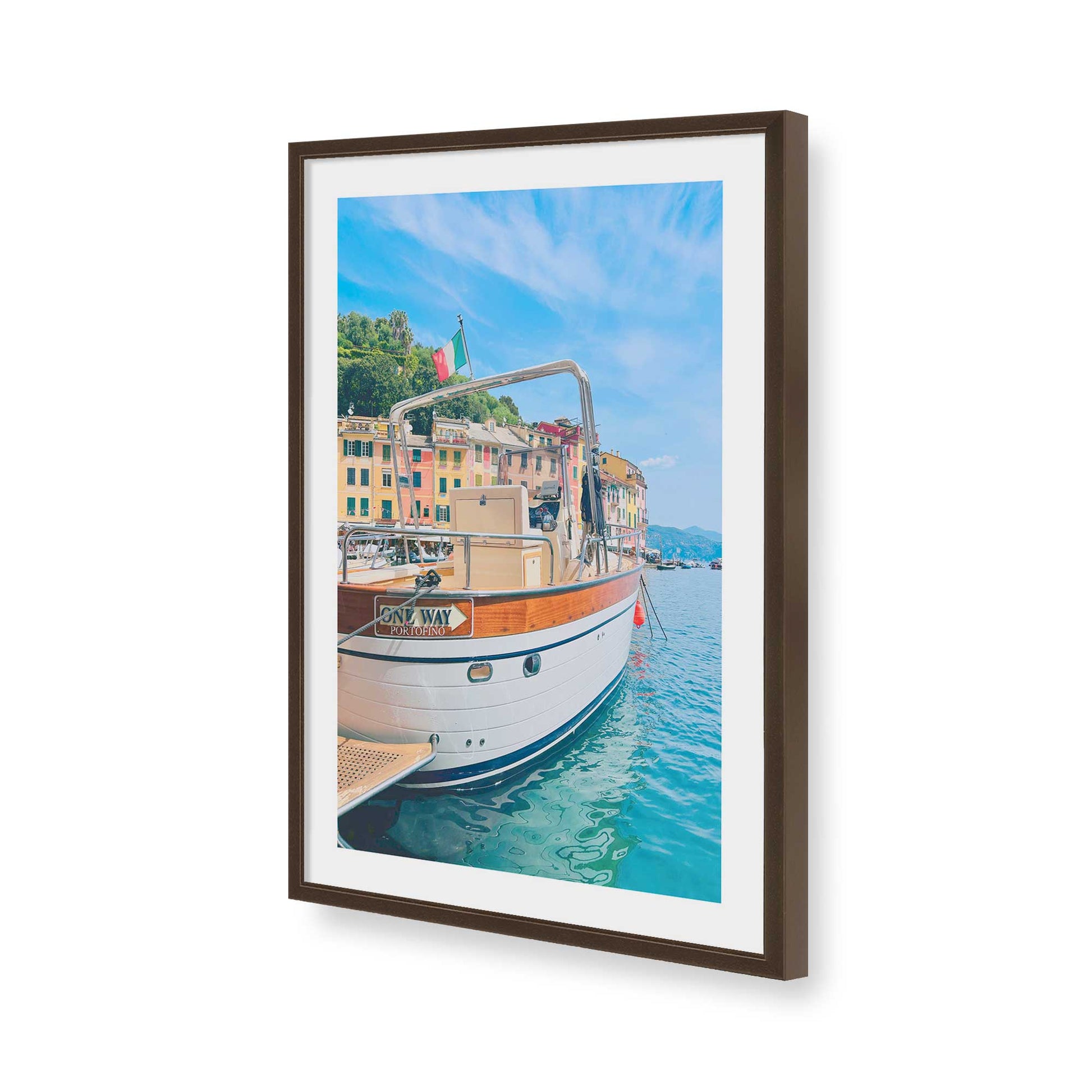 [Color:Brown], Picture of art in a Brown frame of the corner