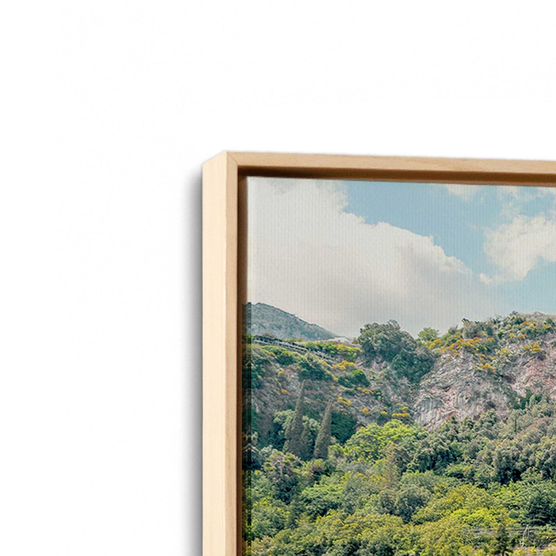 [Color:American Maple], Picture of art in a American Maple frame at an angle
