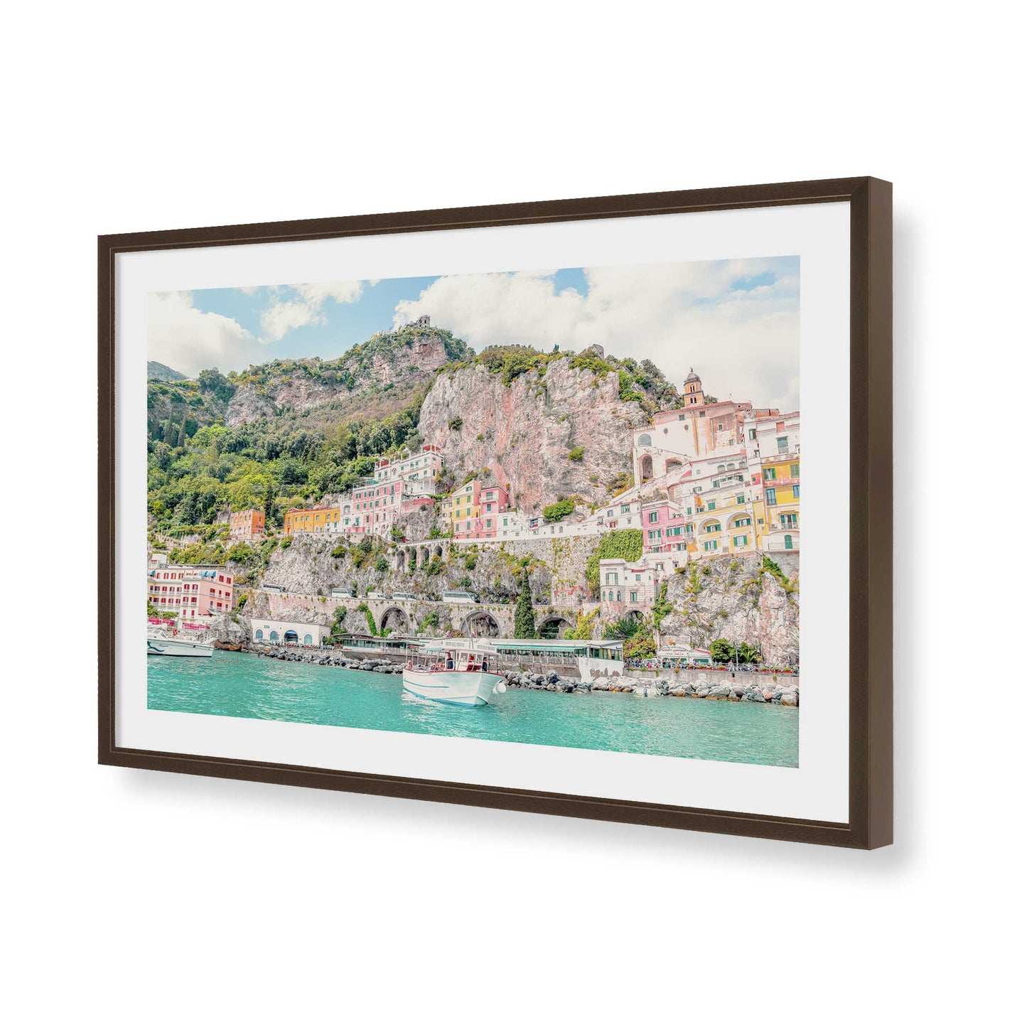 [Color:Brown], Picture of art in a Brown frame of the corner