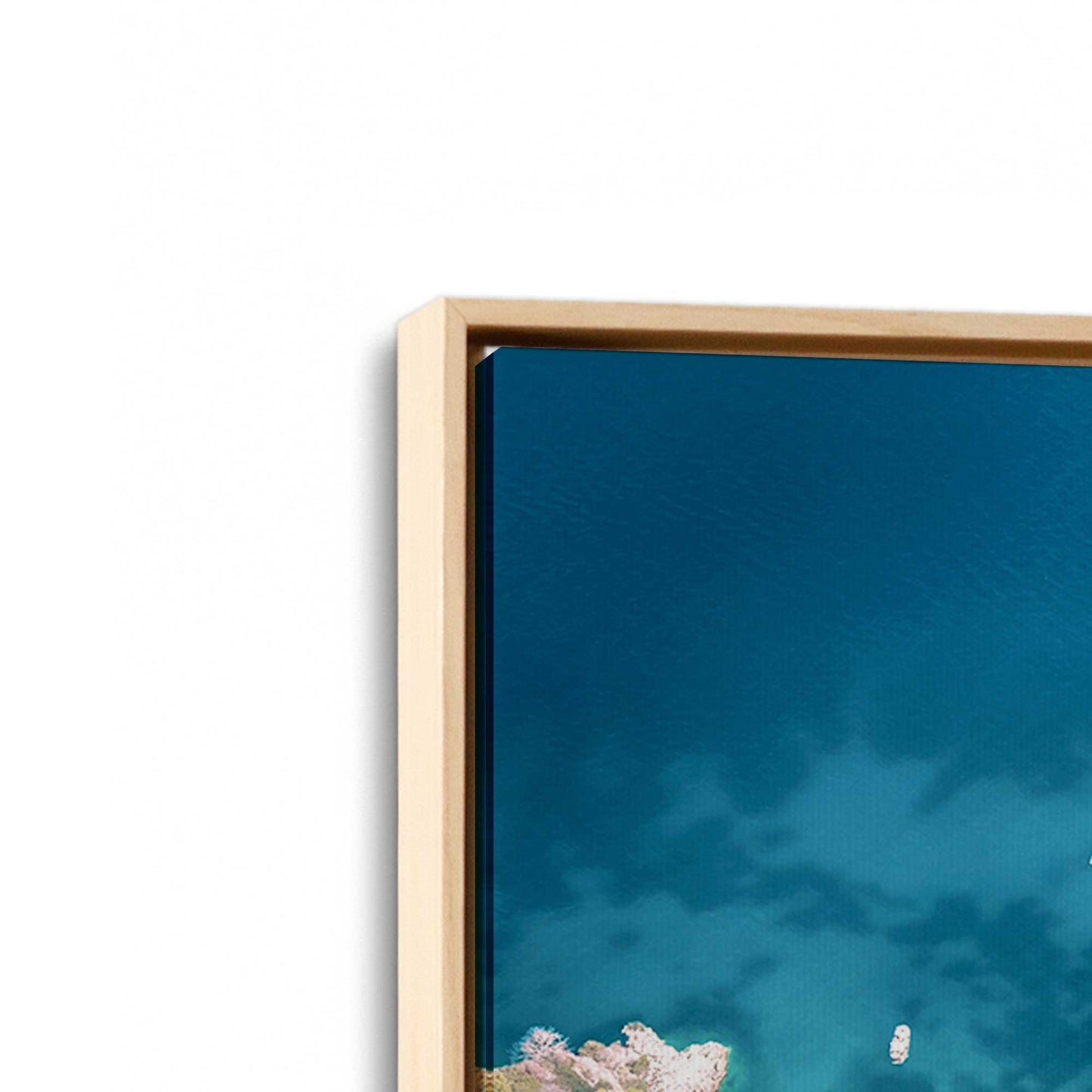 [Color:American Maple], Picture of art in a American Maple frame at an angle