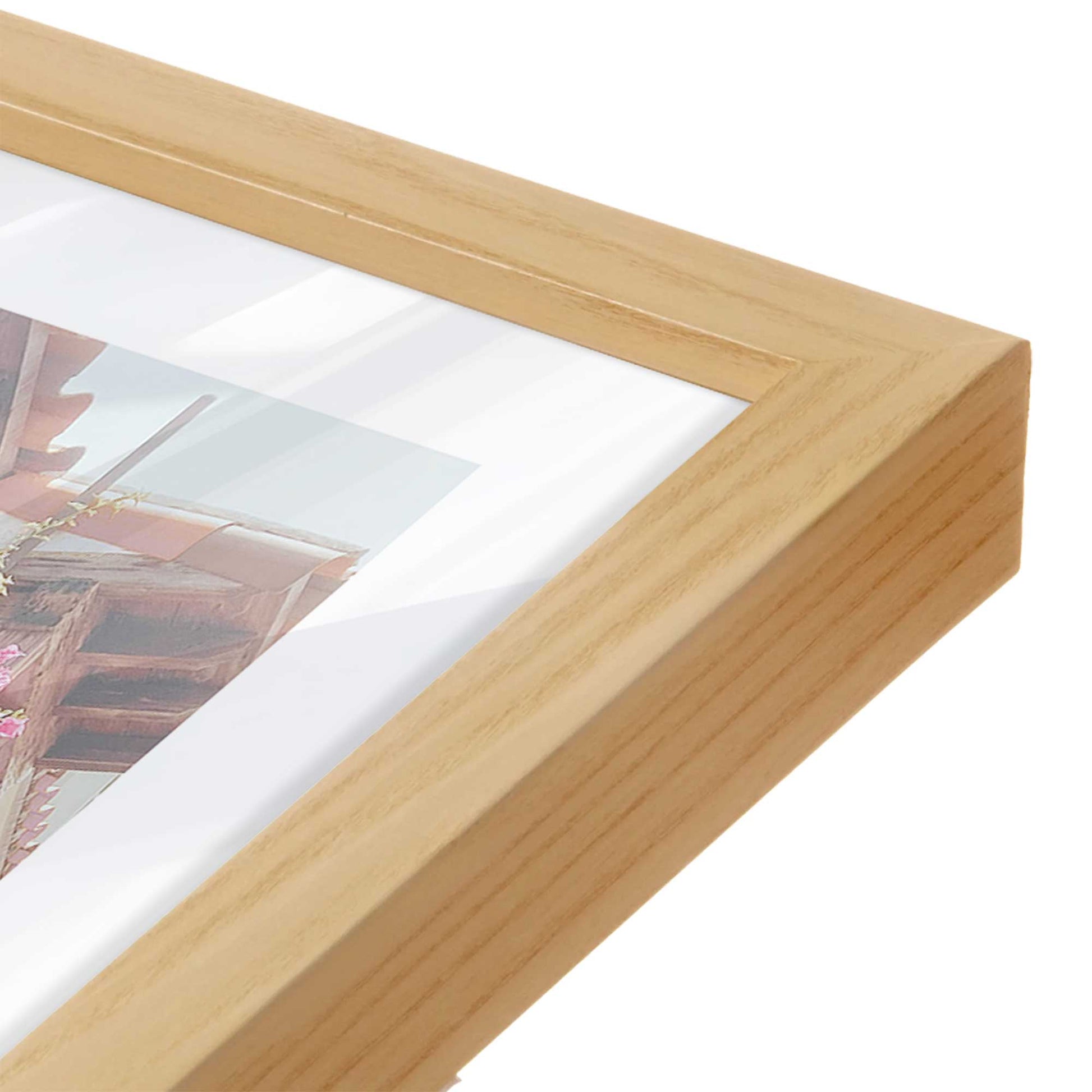 [Color:American Maple], Picture of art in a American Maple frame at an angle