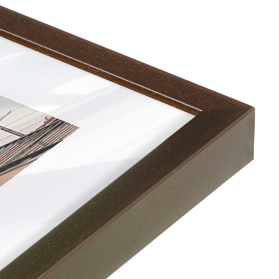 [Color:Brown], Picture of art in a Brown frame at an angle