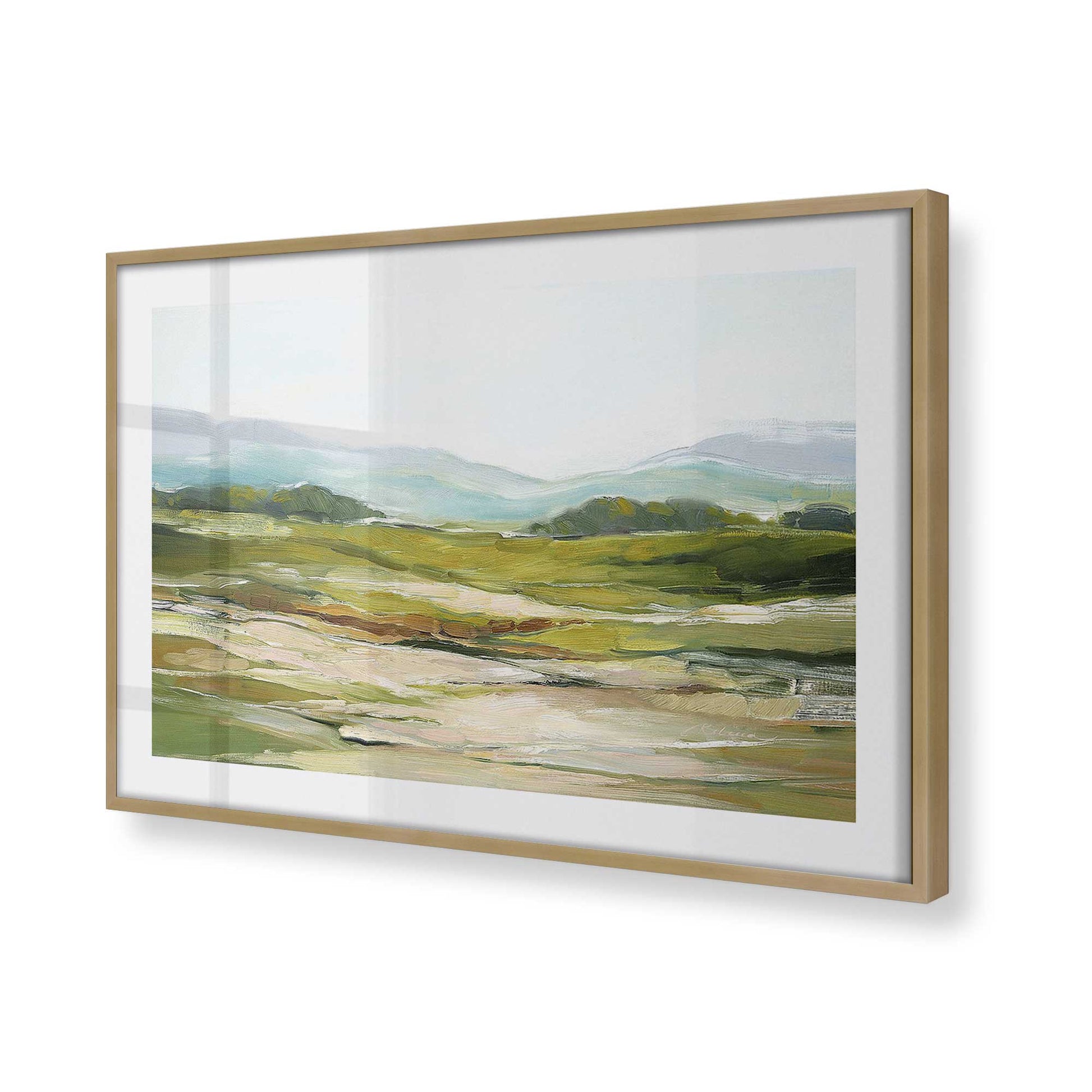 [Color:Brushed Gold], Picture of art in a Brushed Gold frame at an angle