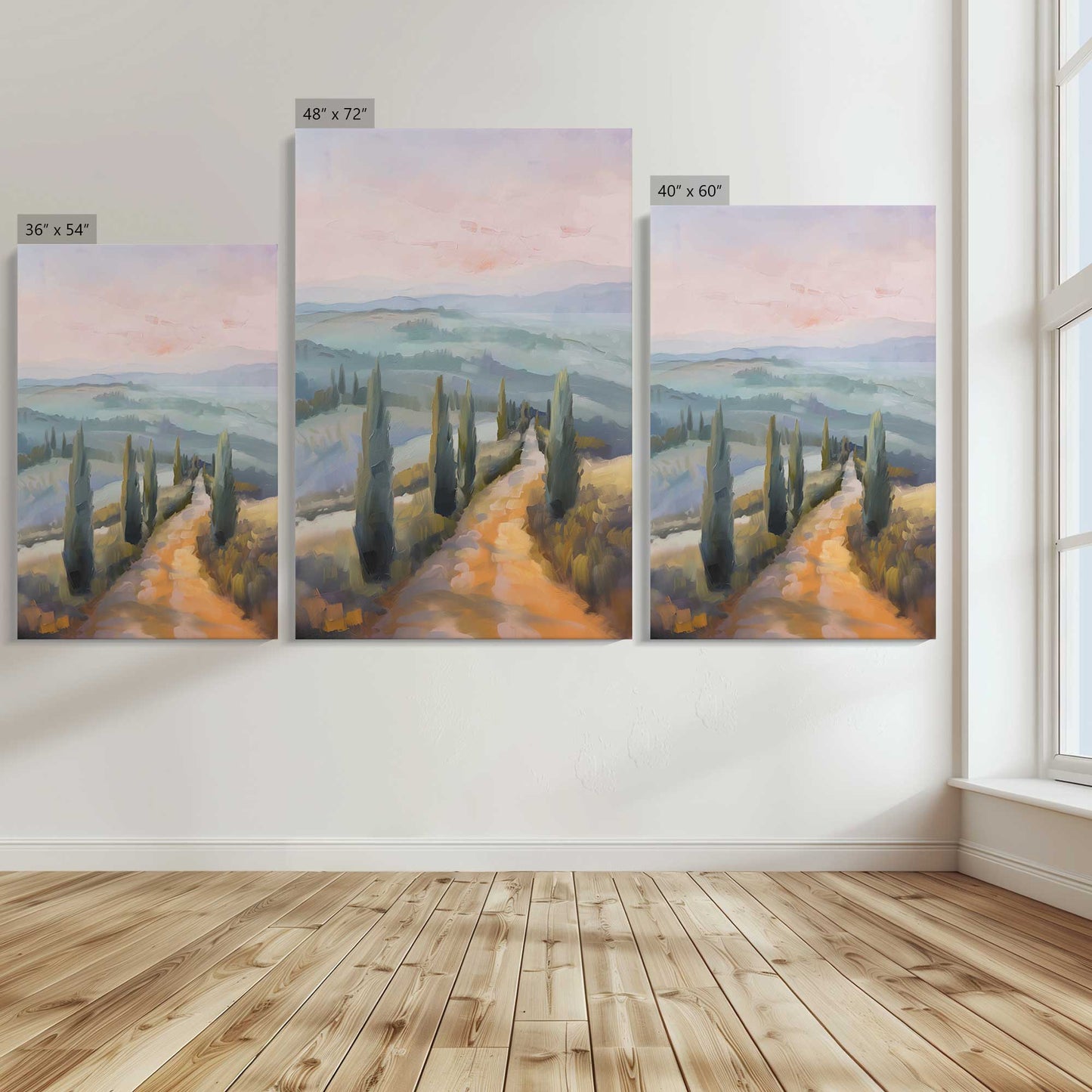 [Color:Stretched Canvas], Image showing the size comparisons