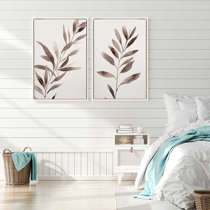 Monochrome Botanica v1 (Rose) Set of 2 Print on Canvas
