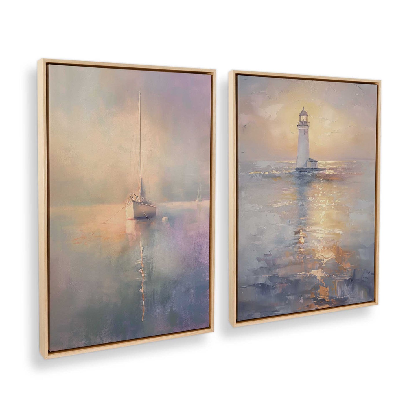 [Color:American Maple], Picture of art in a American Maple frame at an angle
