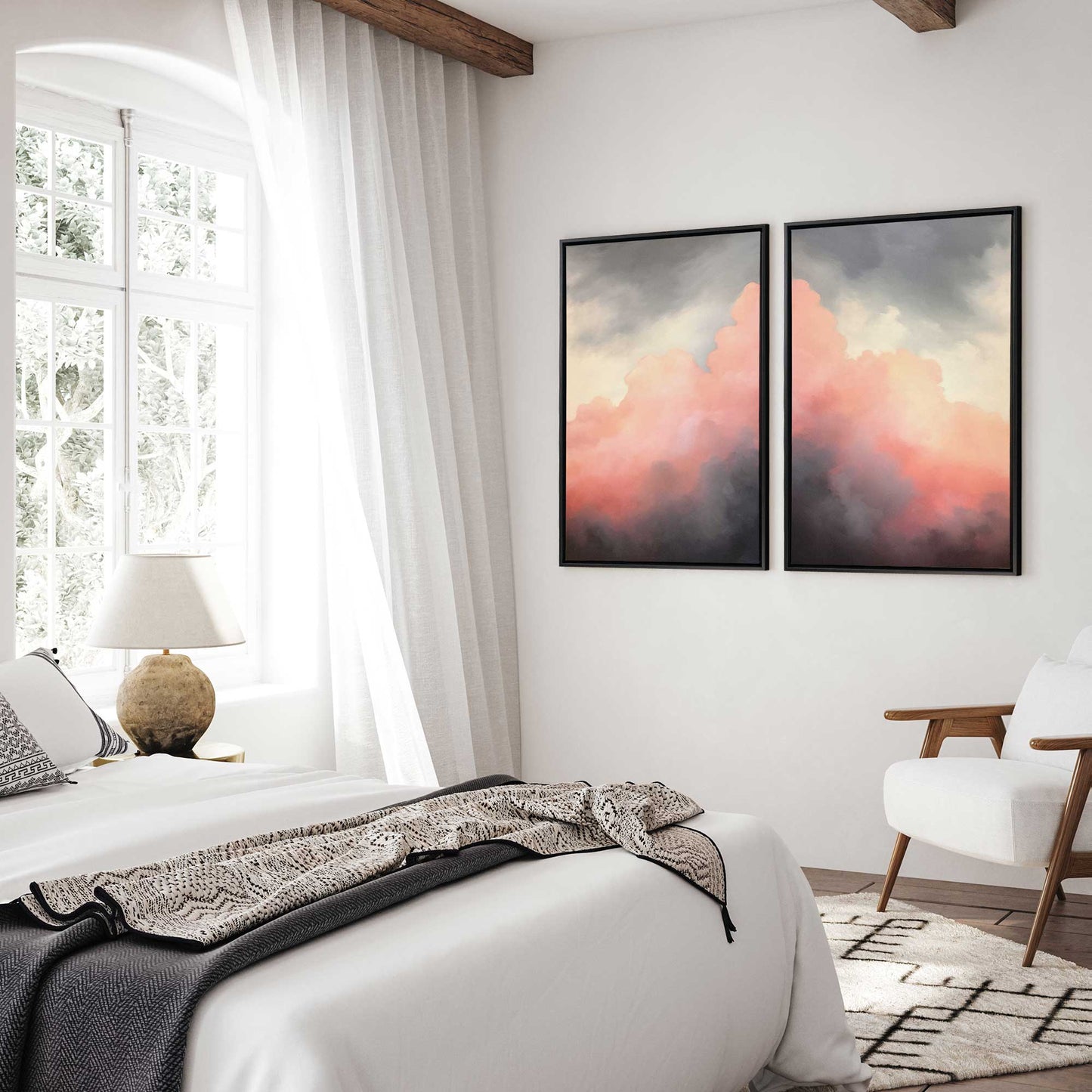 Rosy Twilight Set of 2 Print on Canvas