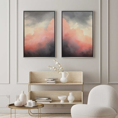 Rosy Twilight Set of 2 Print on Canvas