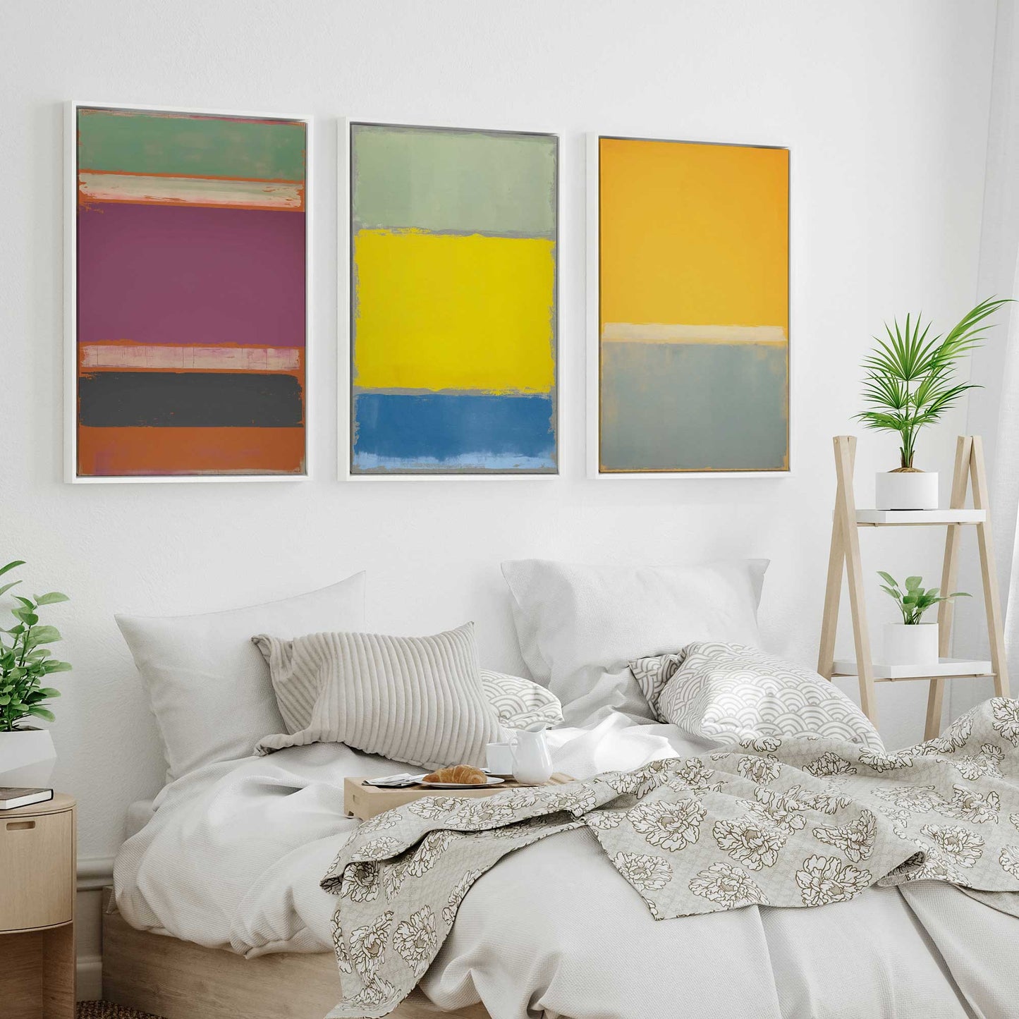 Sunfield Glow Triptych Set of 3 Print on Canvas