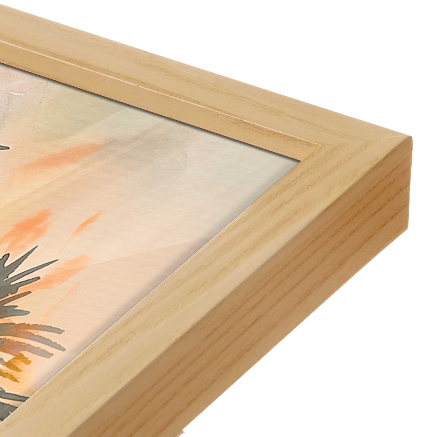 [Color:American Maple], Picture of art in a American Maple frame at an angle