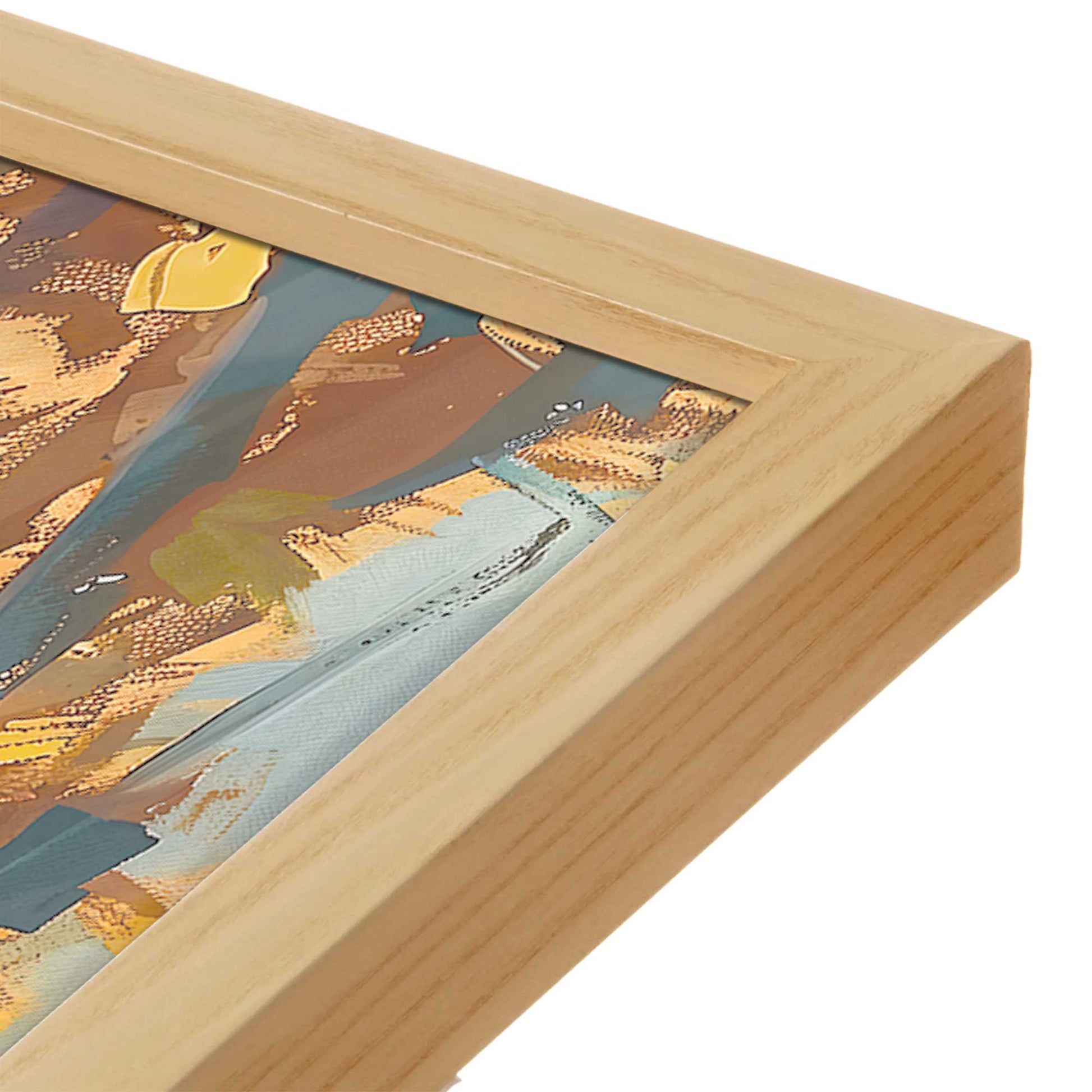 [Color:American Maple], Picture of art in a American Maple frame at an angle