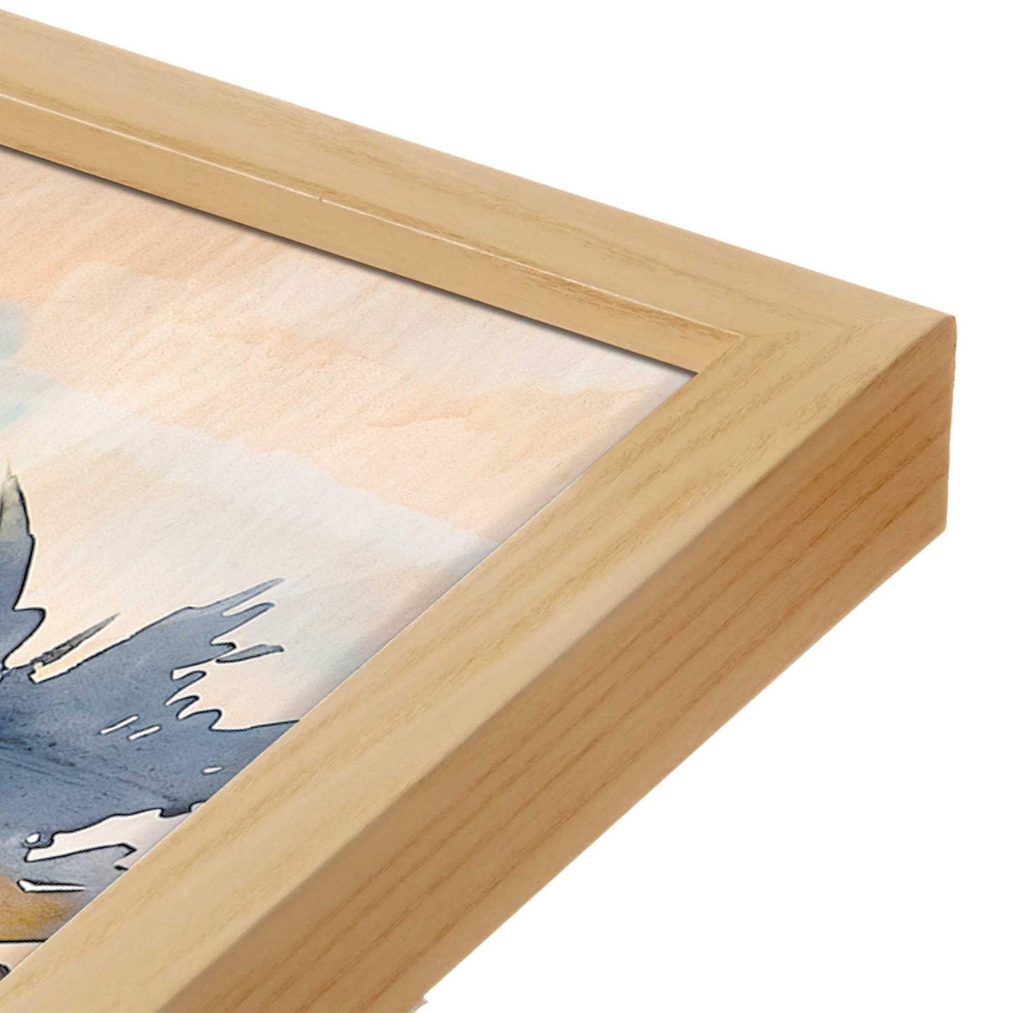 [Color:American Maple], Picture of art in a American Maple frame at an angle