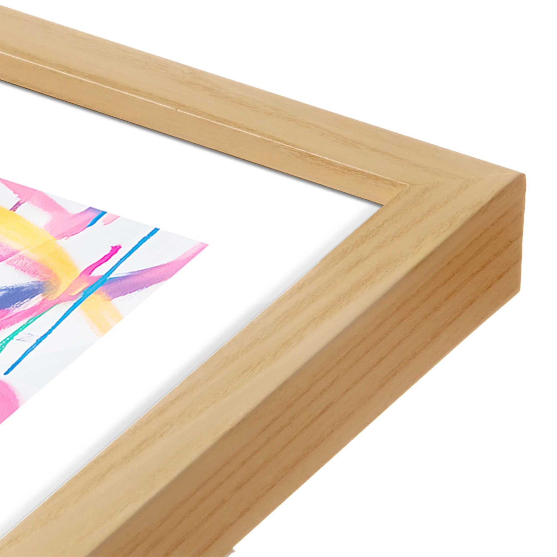[Color:American Maple], Picture of art in a American Maple frame at an angle
