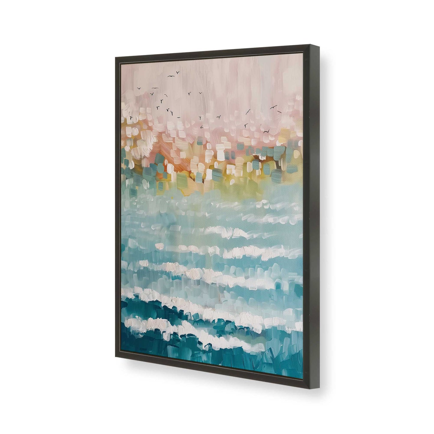 [Color:Satin Black], Picture of art in a Satin Black frame of the corner