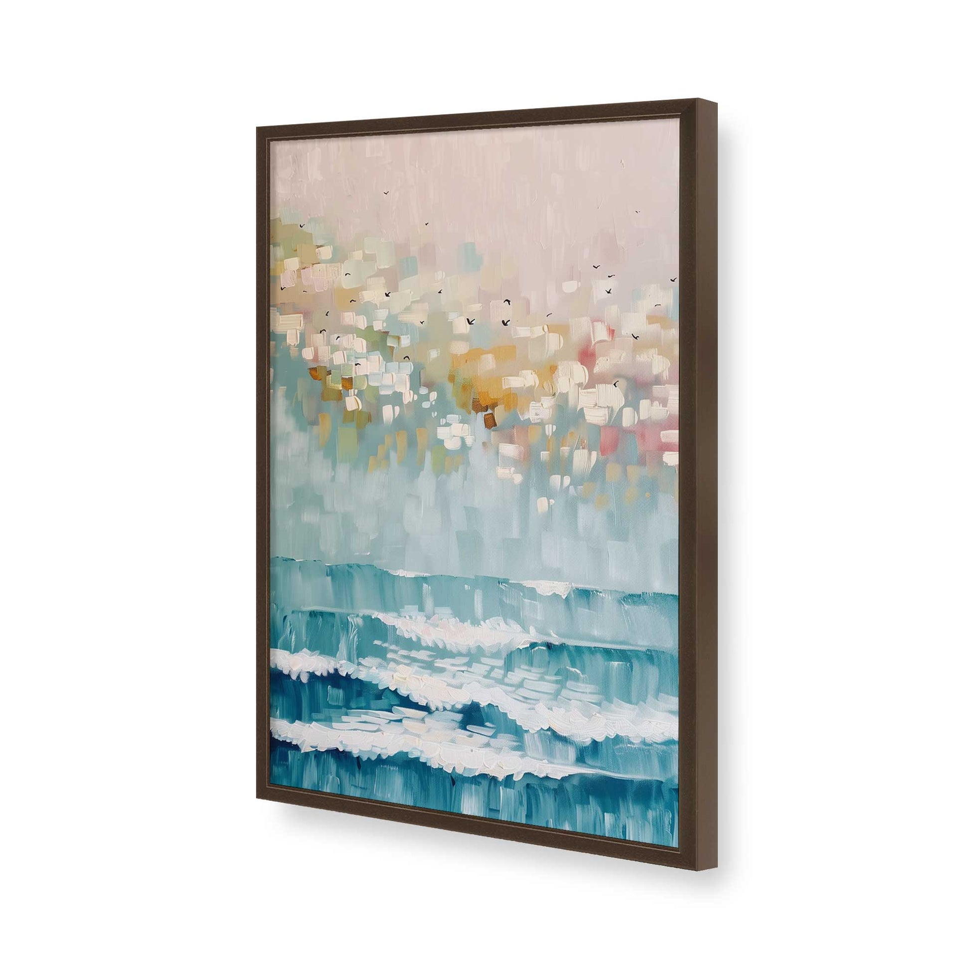 [Color:Brown], Picture of art in a Brown frame of the corner