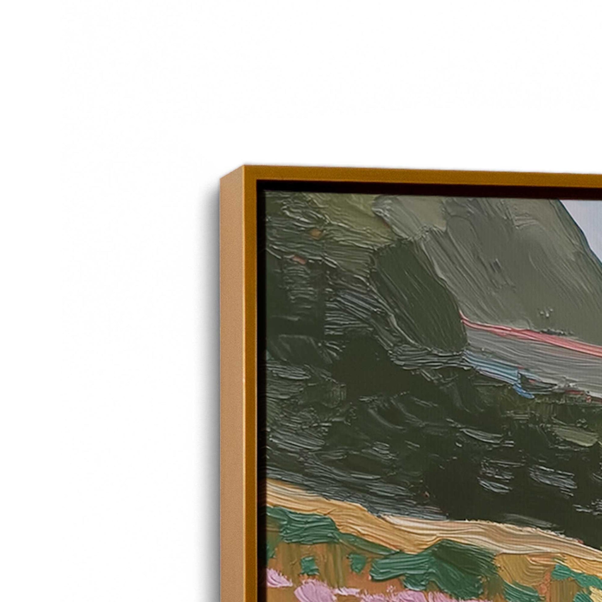 [Color:Polished Gold], Picture of art in a Polished Gold frame at an angle