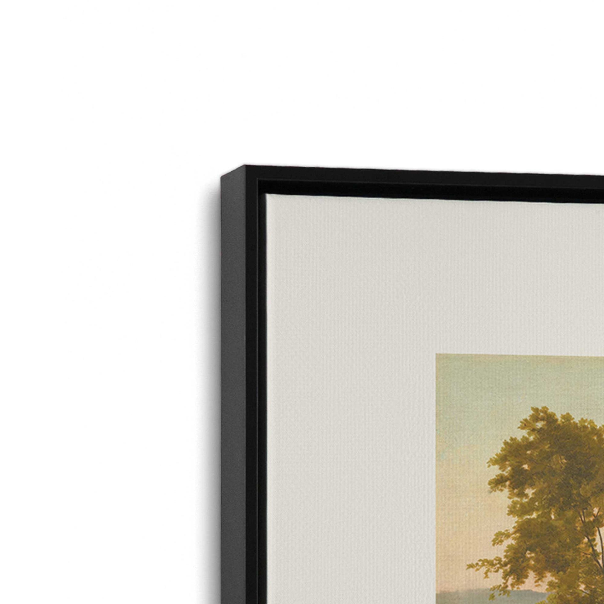 [Color:Satin Black], Picture of art in a Satin Black frame at an angle