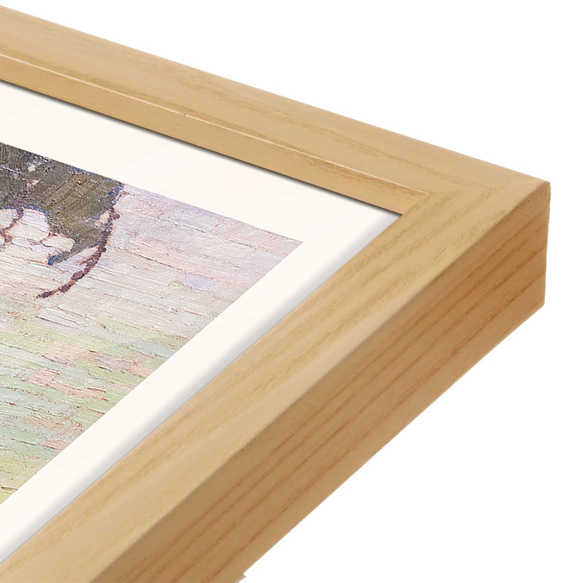 [Color:American Maple], Picture of art in a American Maple frame at an angle