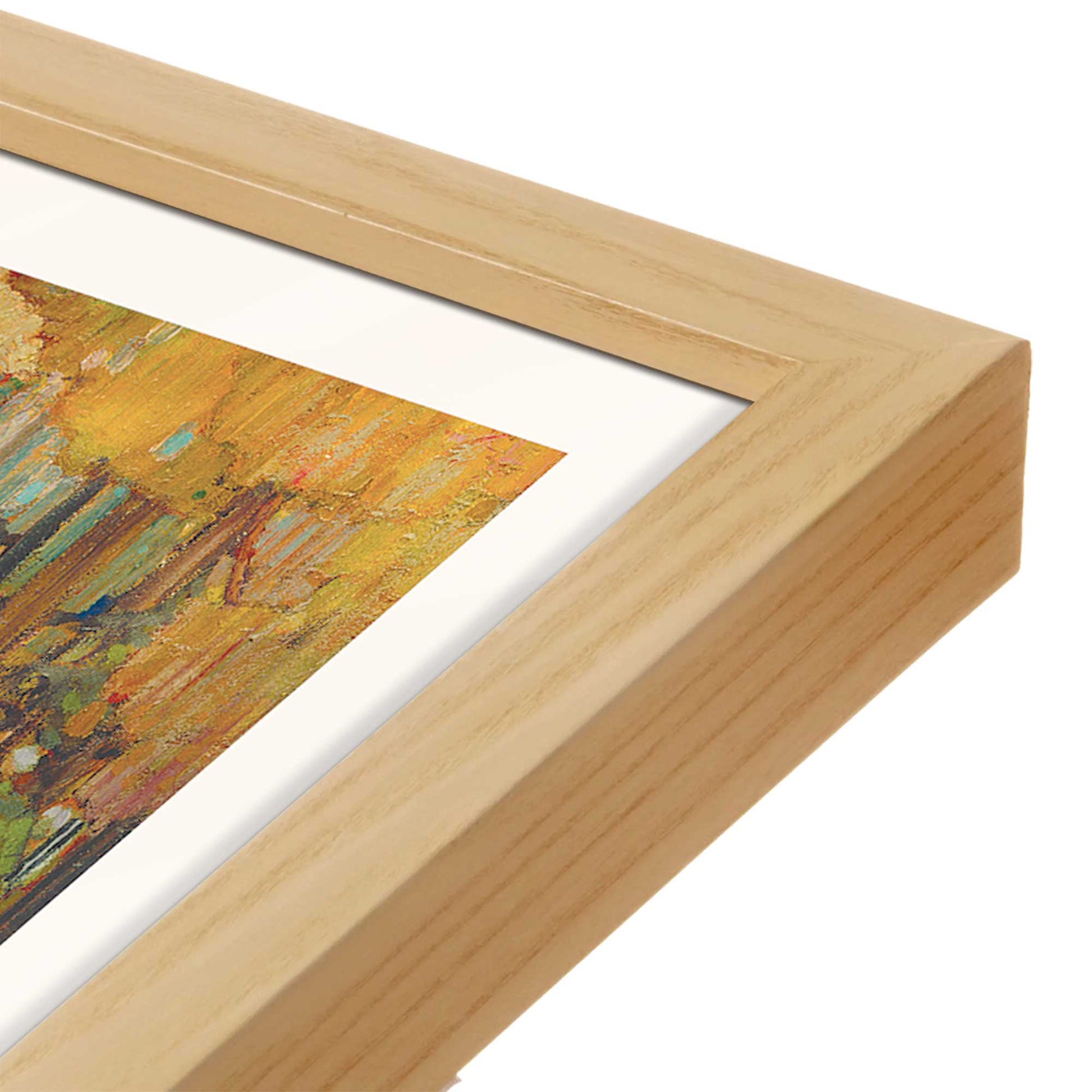 [Color:American Maple], Picture of art in a American Maple frame at an angle