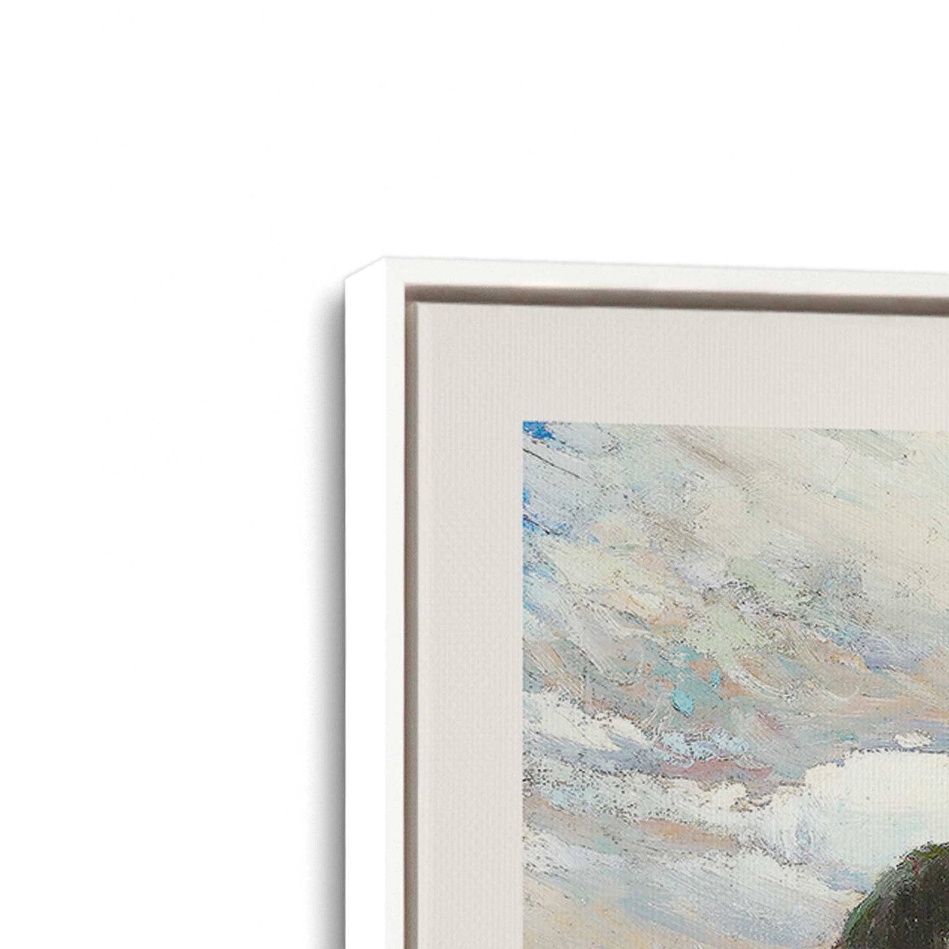 [Color:Opaque White], Picture of art in a White frame at an angle