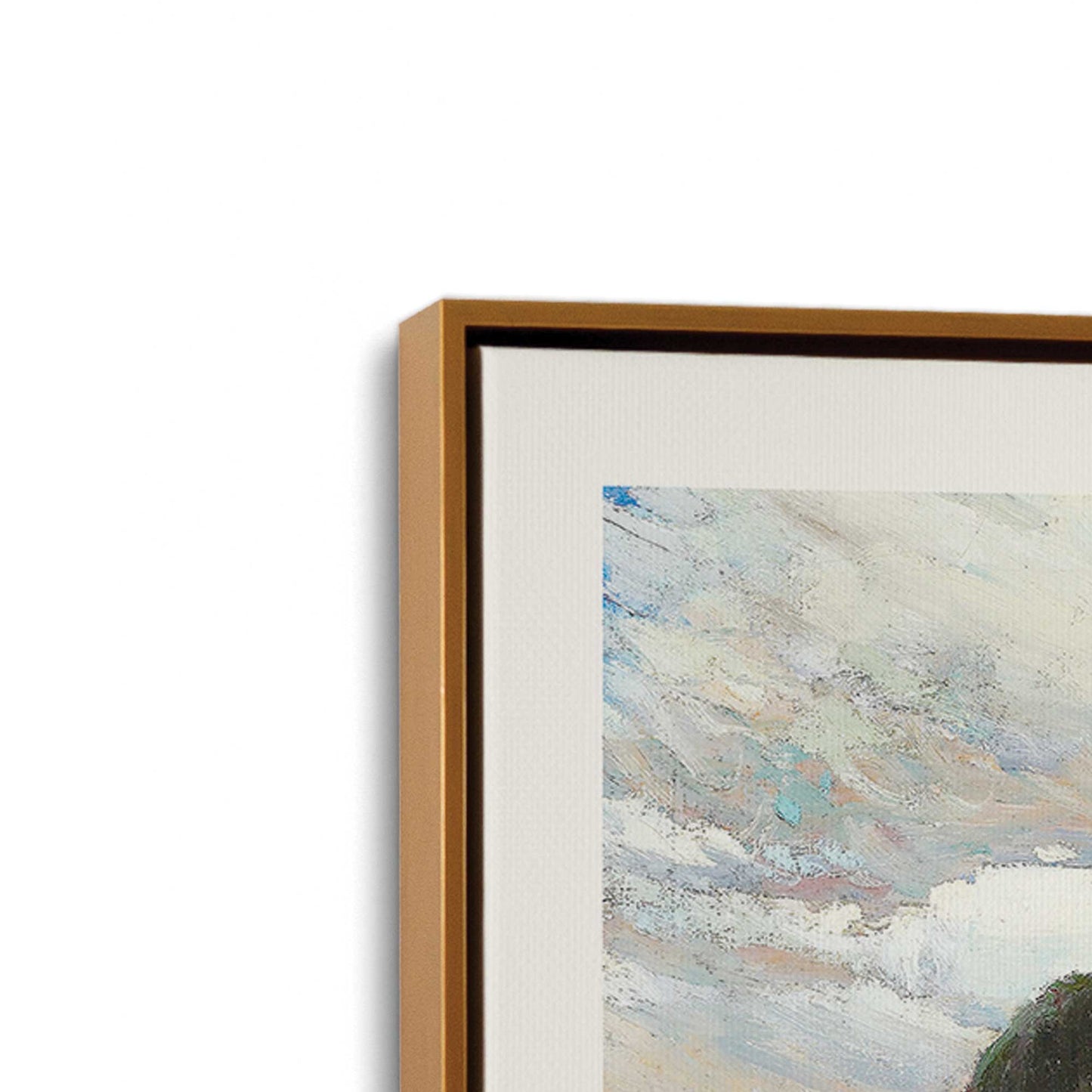 [Color:Polished Gold], Picture of art in a Polished Gold frame at an angle